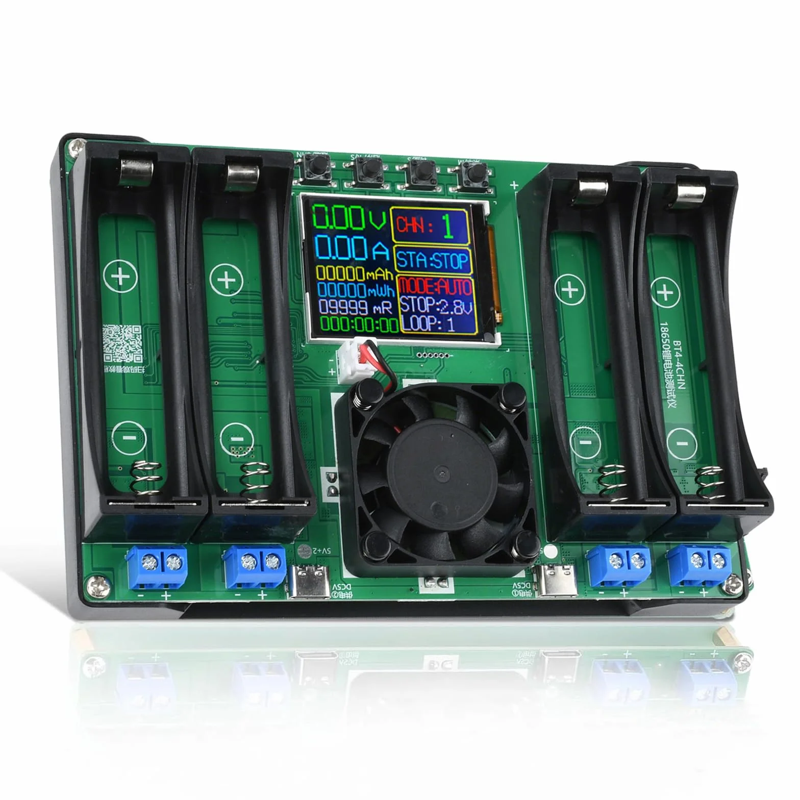 Tester pojemności akumulatora DC5V tester rezystancji wewnętrznej baterii moduł pojemności napięcia prądu wydajności z wyświetlaczem LCD typu C do baterii litowej 4 kanały