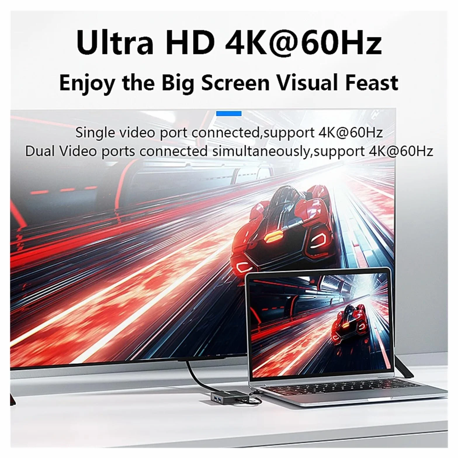 Hub USB C 7 w 1, adapter USB 3.2, koncentrator typu C, stacja dokująca do laptopa z 4K 60 Hz, podwójny HDTV, RJ45, Ethernet, PD, szybkie ładowanie(HP706)