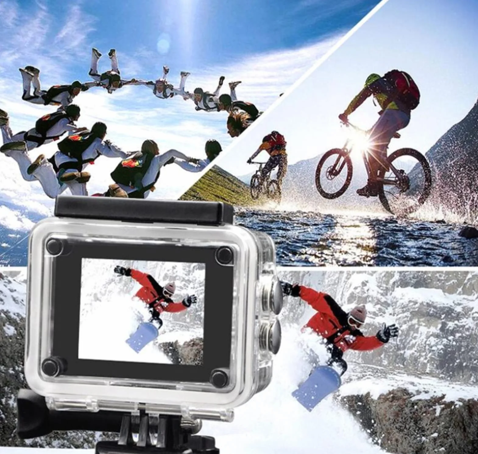 Kamery akcji 4K Ultra. HD. Mini Action Camera, 2,0 "Ekran Sport WiFi DV. Kamera, podwodna wodoodporna kamera, kamery kasków do motocykli Wodoodporna i trwała obudowa (Color : Blauw)
