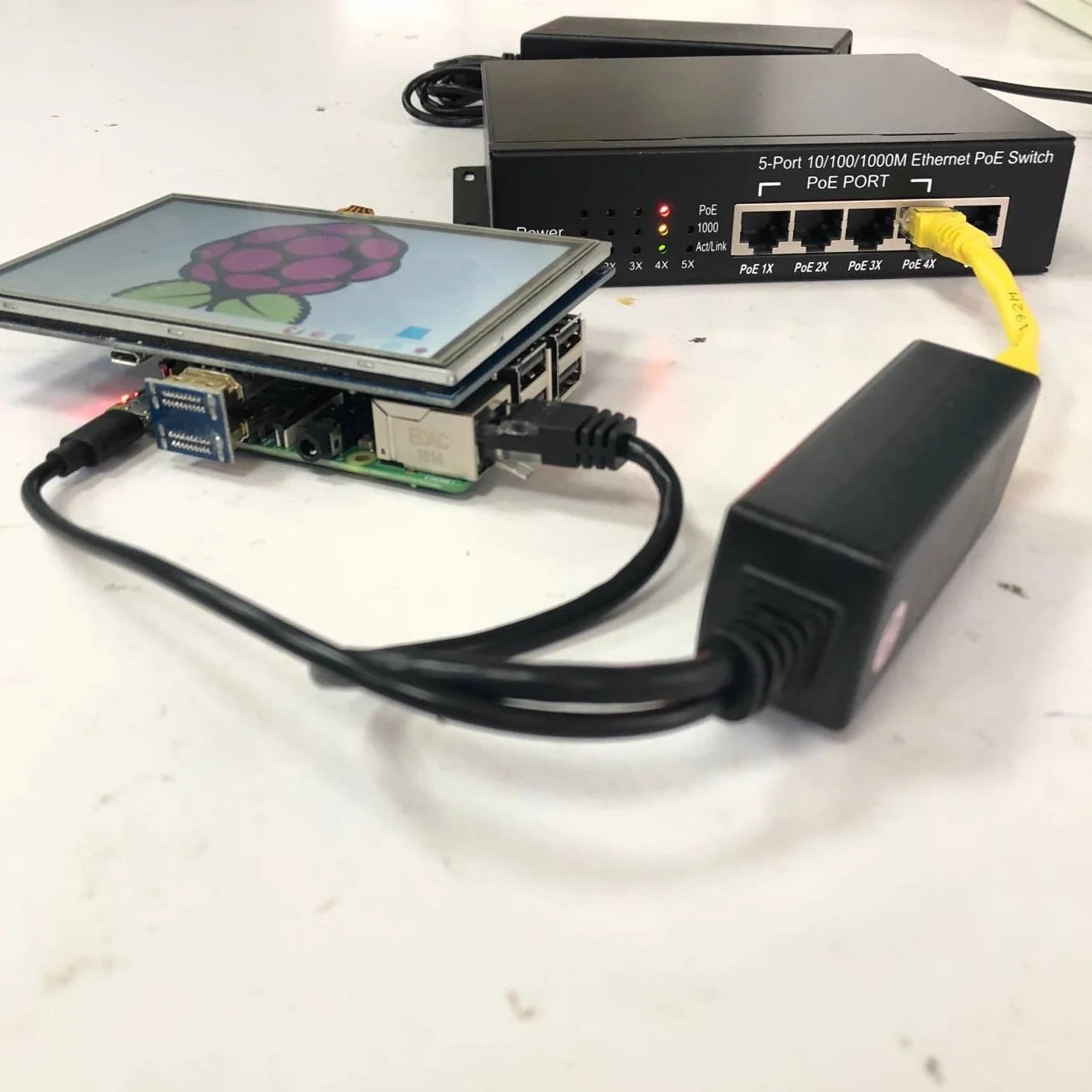 Gigabit Ethernet Active PoE Splitter 5 V Micro USB do Raspberry Pi B B+ 2 3