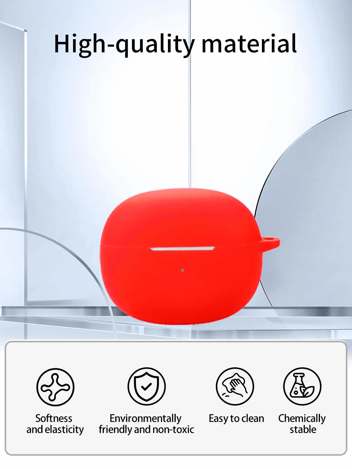 Etui na słuchawki Shokz OpenDots ONE True Wireless z redukcją szumów, silikon premium, odporny na wstrząsy, dostępny port ładowania, widoczna przednia dioda LED, ze smyczą, czerwona.