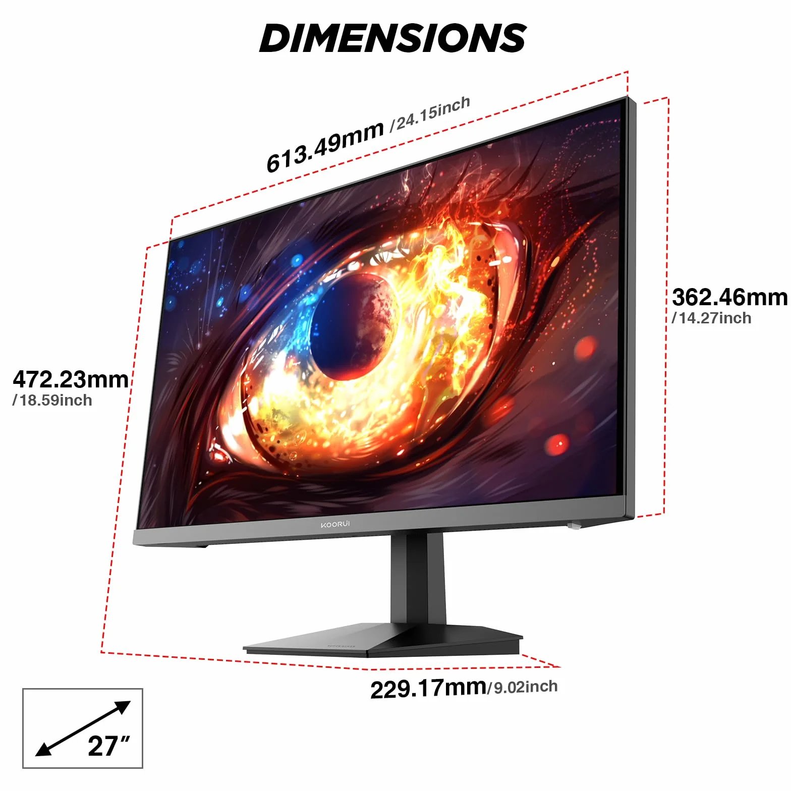 KOORUI G2711P 27 Inch Gaming Monitor,200Hz, IPS, Full-HD 1080P, 1ms, Adaptive Sync, VESA Mountable, HDMI/DP, Low Blue Light, 99% SRGB