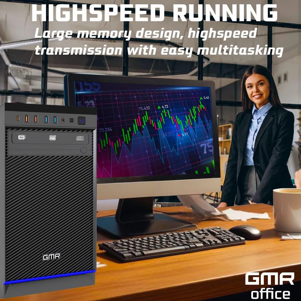 GMR Ultra i7 komputer biurowy – komputer biurowy | 16 GB RAM | 512 GB SSD M.2 | DVD±RW | USB 3 | Windows 11 Pro | WiFi Bluetooth
