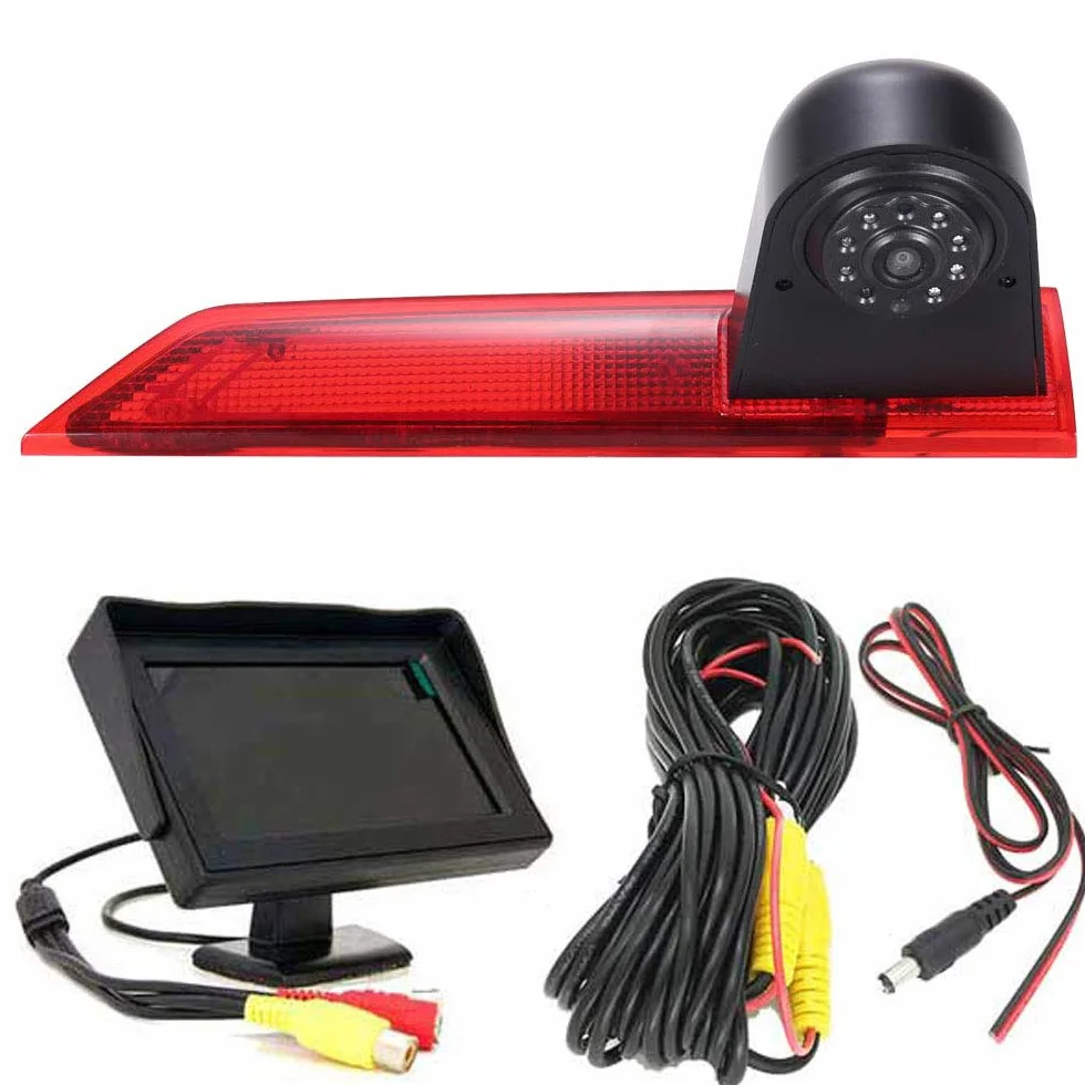 Zestaw kamer HD z wyświetlaczem LCD o przekątnej 4,3", wodoszczelny, szeroki kąt widzenia, światło hamowania, kamery cofania do Ford Transit Custom 2012-2016