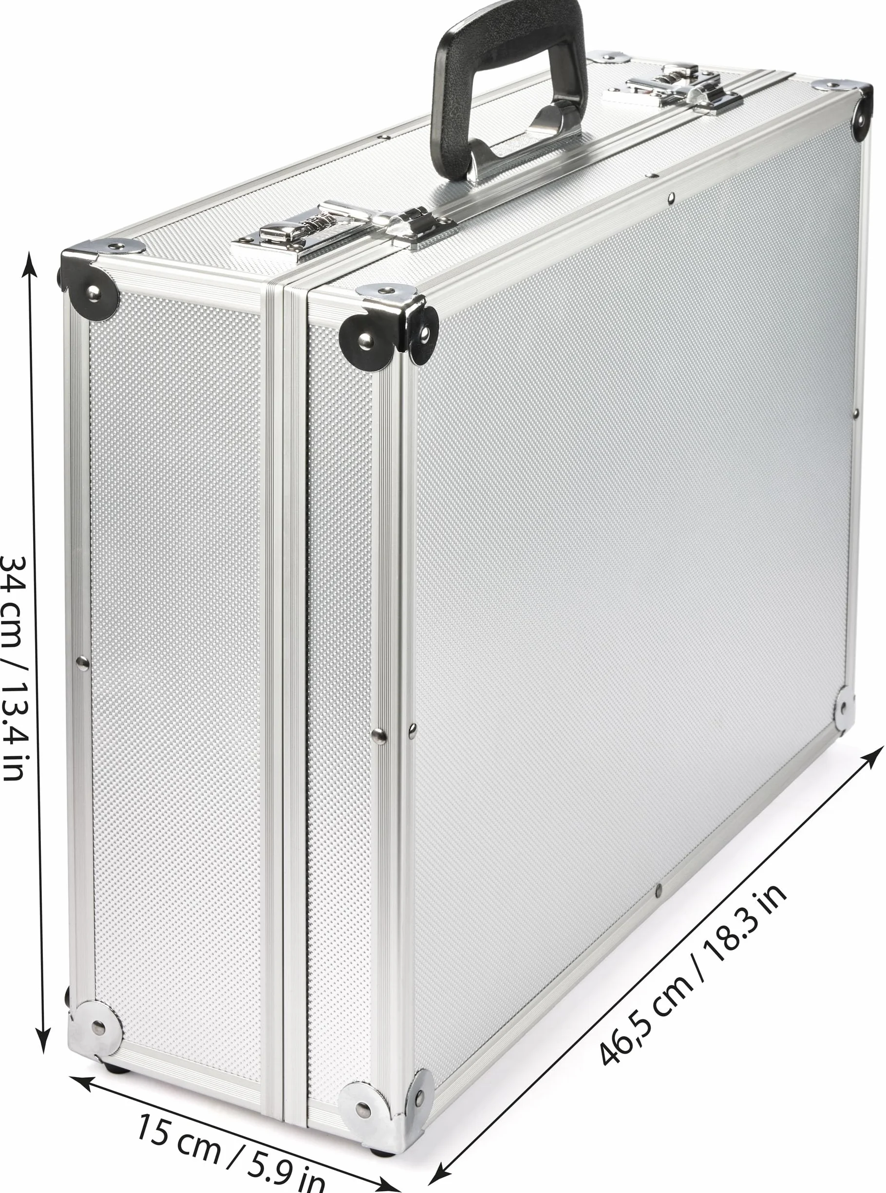 BRUBAKER Uniwersalna Walizka Transportowa Wykonana z Aluminium - Walizka Fotograficzna z Pianką na Aparaty, Sprzęt, Narzędzia - Zamykana Walizka z Zamkiem Szyfrowym - 46,5 x 34 x 15 cm - Srebrna