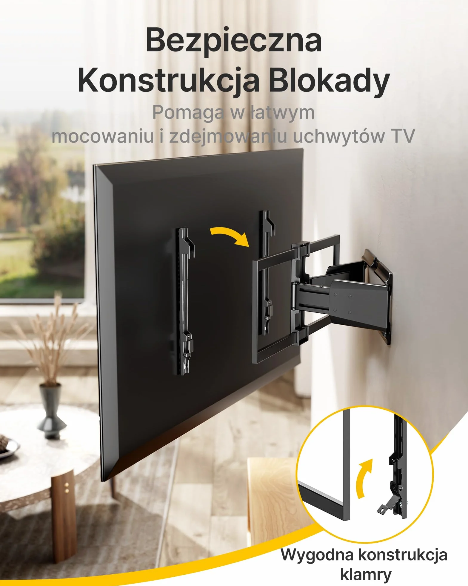 monTEK Ultra Slim Uchwyt Ścienny TV Heavy Duty 37-90" | Uchwyt TV z obrotem, pochyleniem i wysięgnikiem, do 85 kg, podwójne ramiona, VESA 600x400