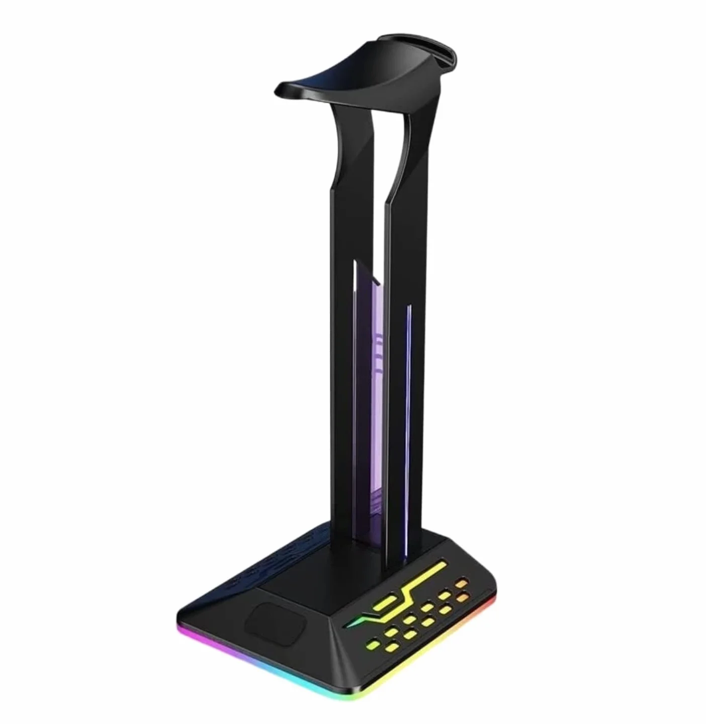 Stojak na słuchawki z oświetleniem RGB, podwójnym wyjściem USB i wejściem typu C, stojak na słuchawki dla graczy do wyświetlania i organizacji