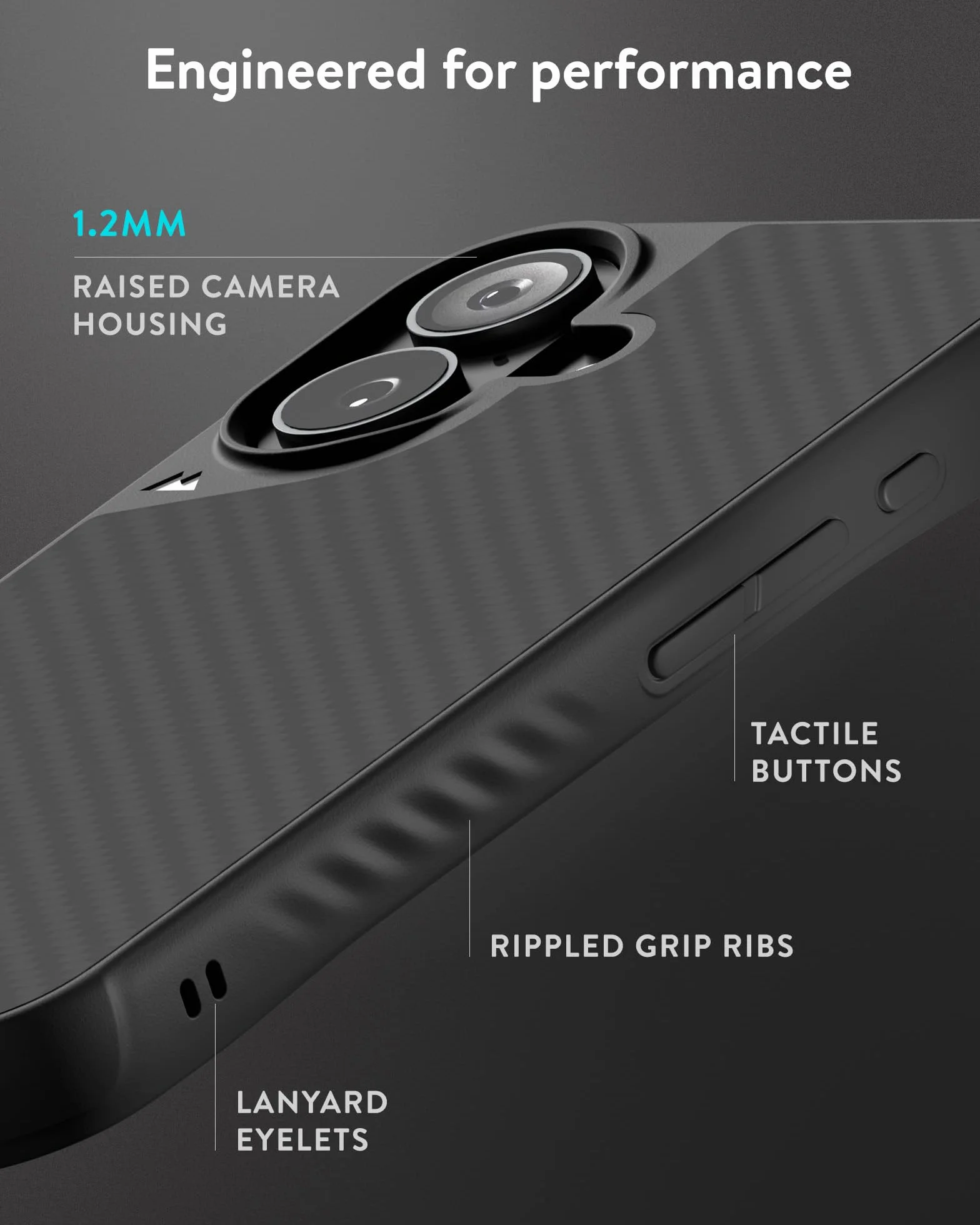 Mous Etui do iPhone'a 16 Plus MagSafe kompatybilne z przyciskiem sterowania kamerą - Limitless 6.0 - włókno węglowe - ochronne, odporne na wstrząsy etui na telefon