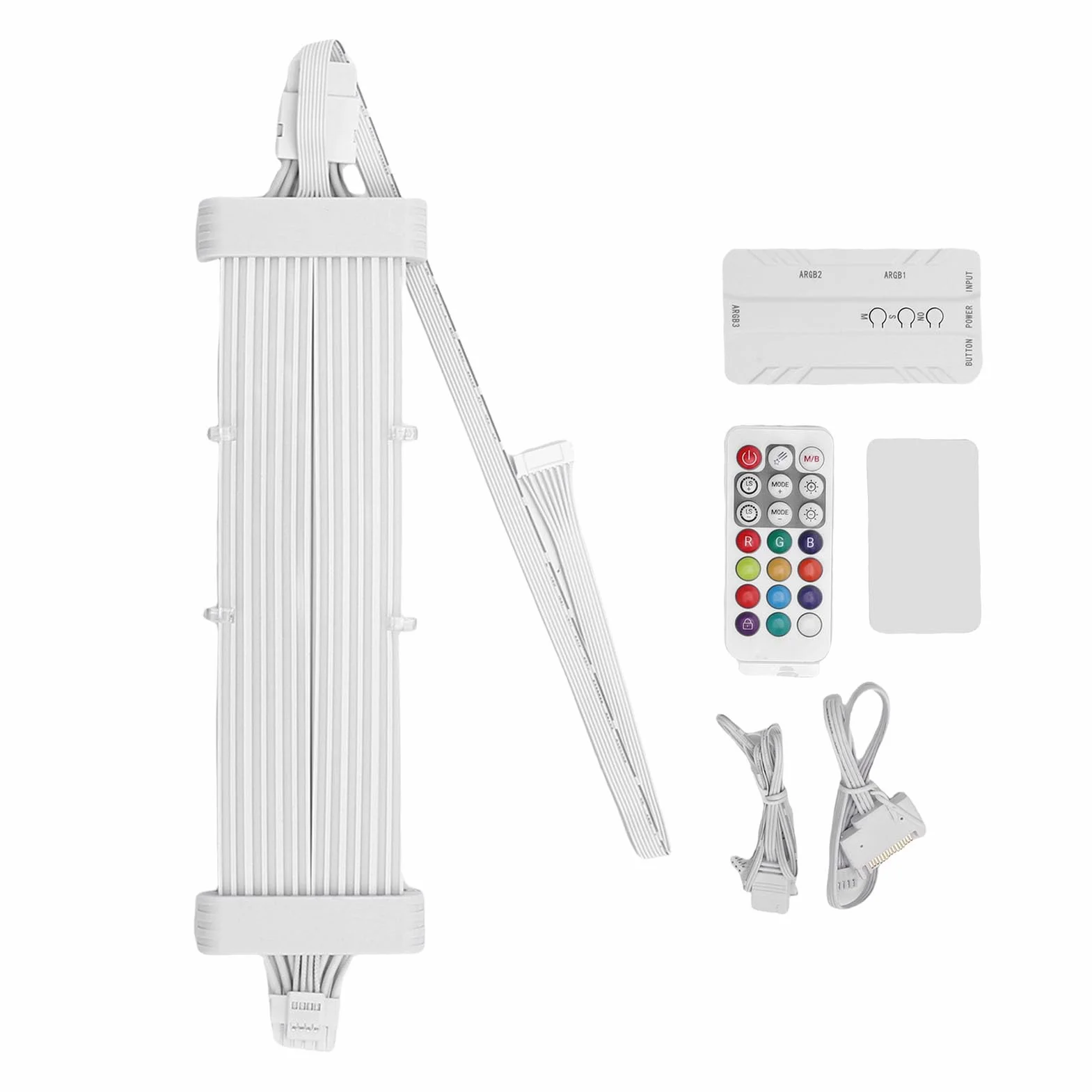 Ejoyous Kabel ARGB PSU Lina Tkana Silikonowo Przedłużacz Zasilacza Komputera Kabel ARGB 5V 120 LED 16-pinowy i 8-pinowy światło Neonowe do Obudowy Komputera Modowanie Konfiguracji Gier (Kontroler