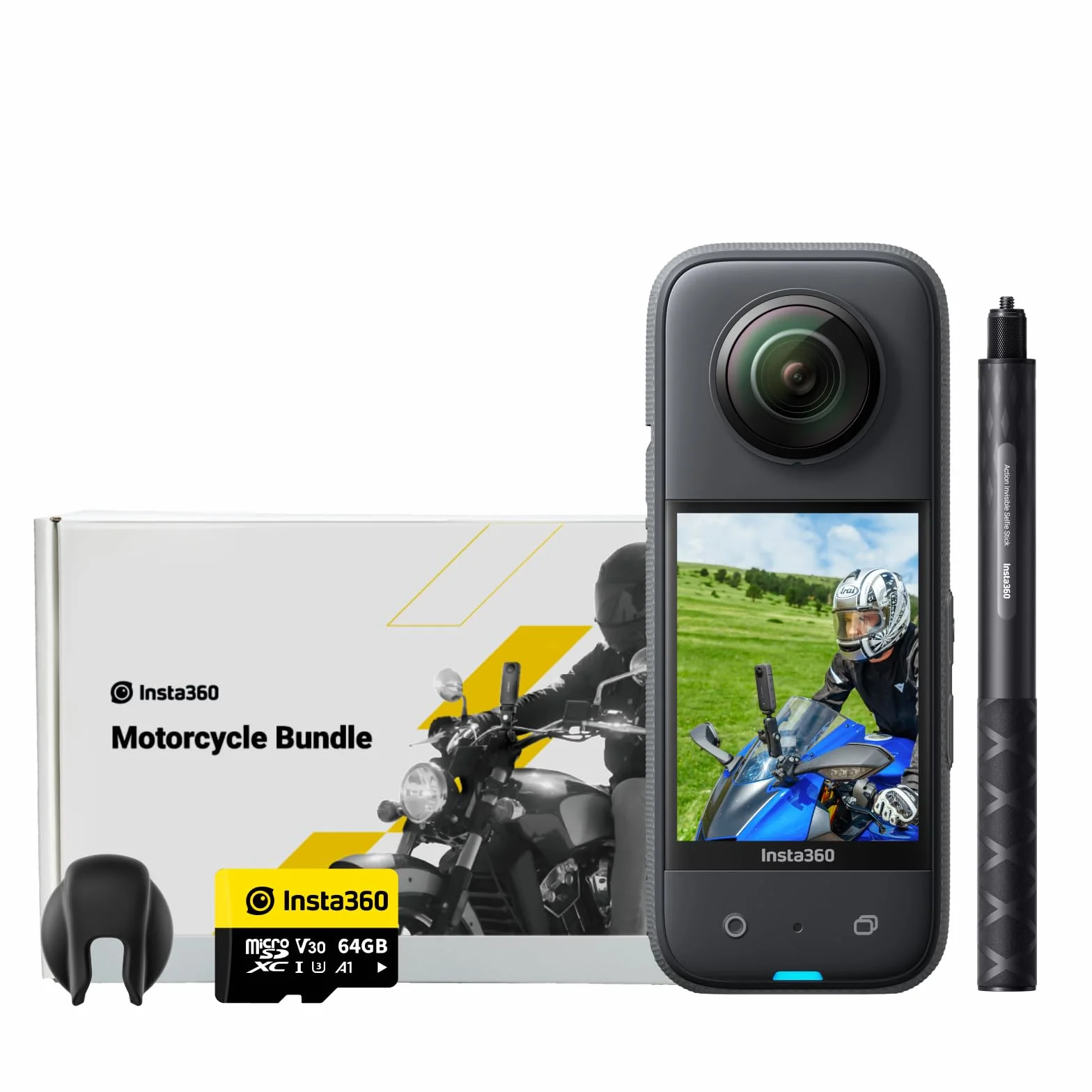 Insta360 X3 nowy zestaw motocyklowy – wodoodporna kamera sportowa 360 z czujnikami 1/2 cala 48 MP, 5,7K 360 Active HDR, zdjęcie 72 MP 360, pojedynczy obiektyw 4K, tryb 60 kl./s, stabilizacja, edycja