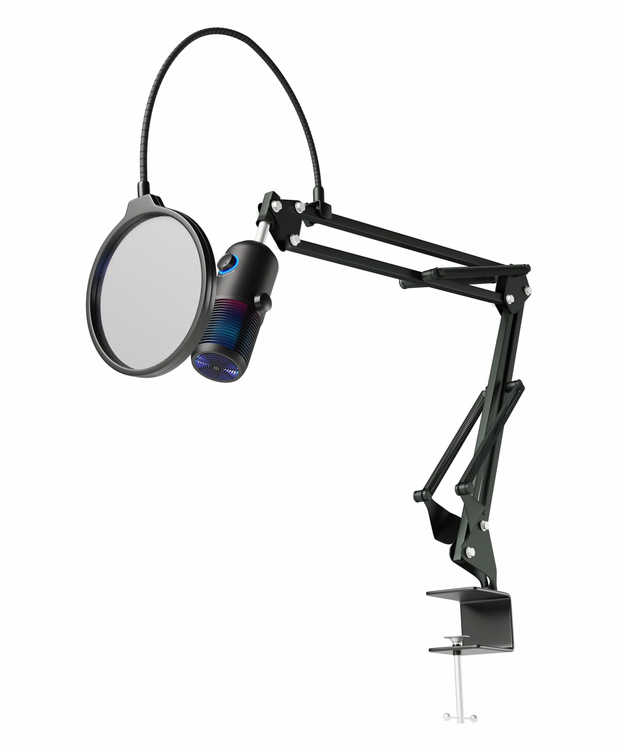 Oversteel - Elinvar mikrofon do gier USB, kardioidalny i wielokierunkowy z ramieniem i stojakiem, podświetlenie RGB, Plug & Play, kompatybilny z PC, XBOX Series, PS4, PS5 i Mac, czarny