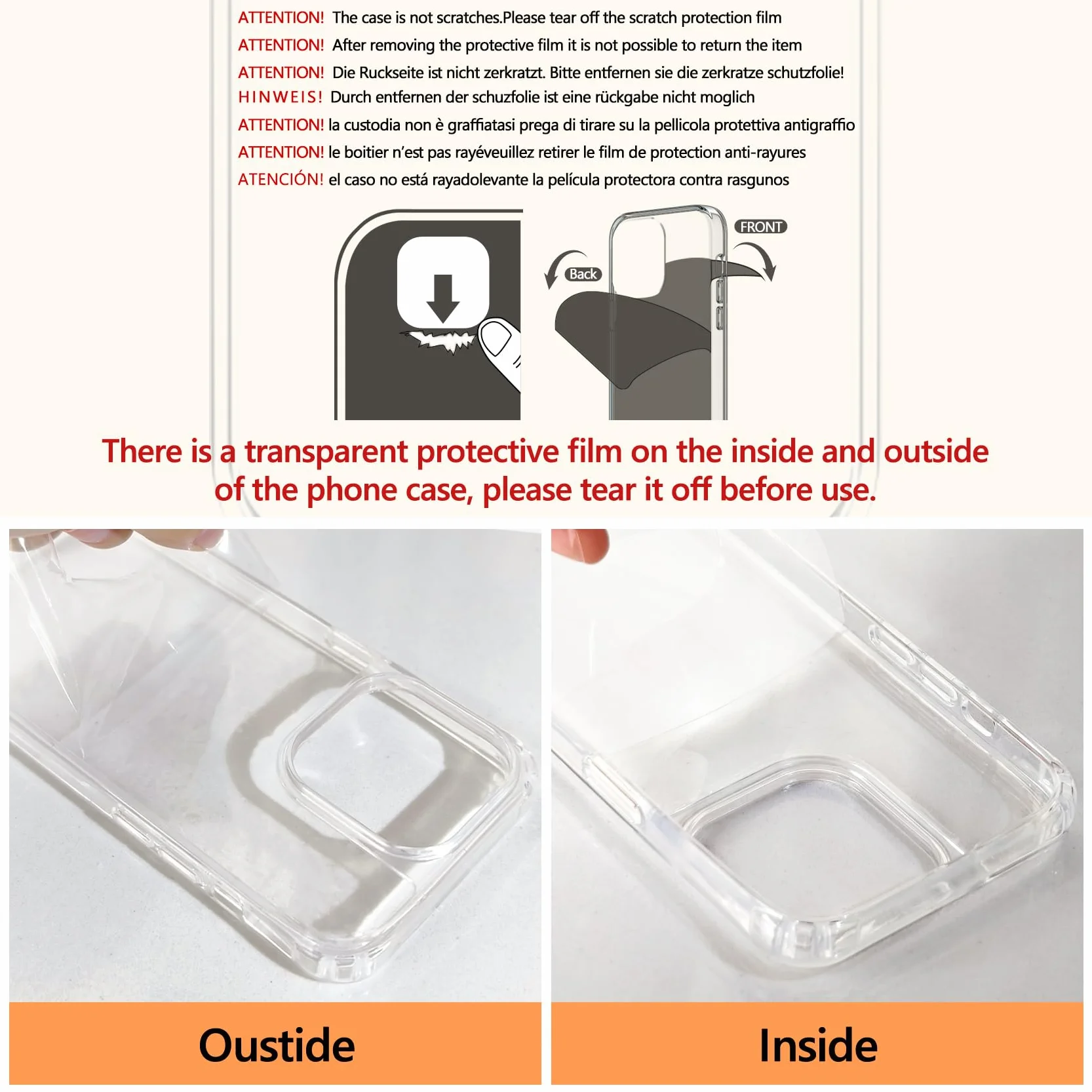 [5 w 1] 1 x zestaw ze smyczką na telefon komórkowy iPhone 12 Mini, etui z paskiem + 1 x przezroczyste etui ochronne + 2 x folia ochronna + 1 x szkło chroniące aparat fotograficzny, zdejmowany