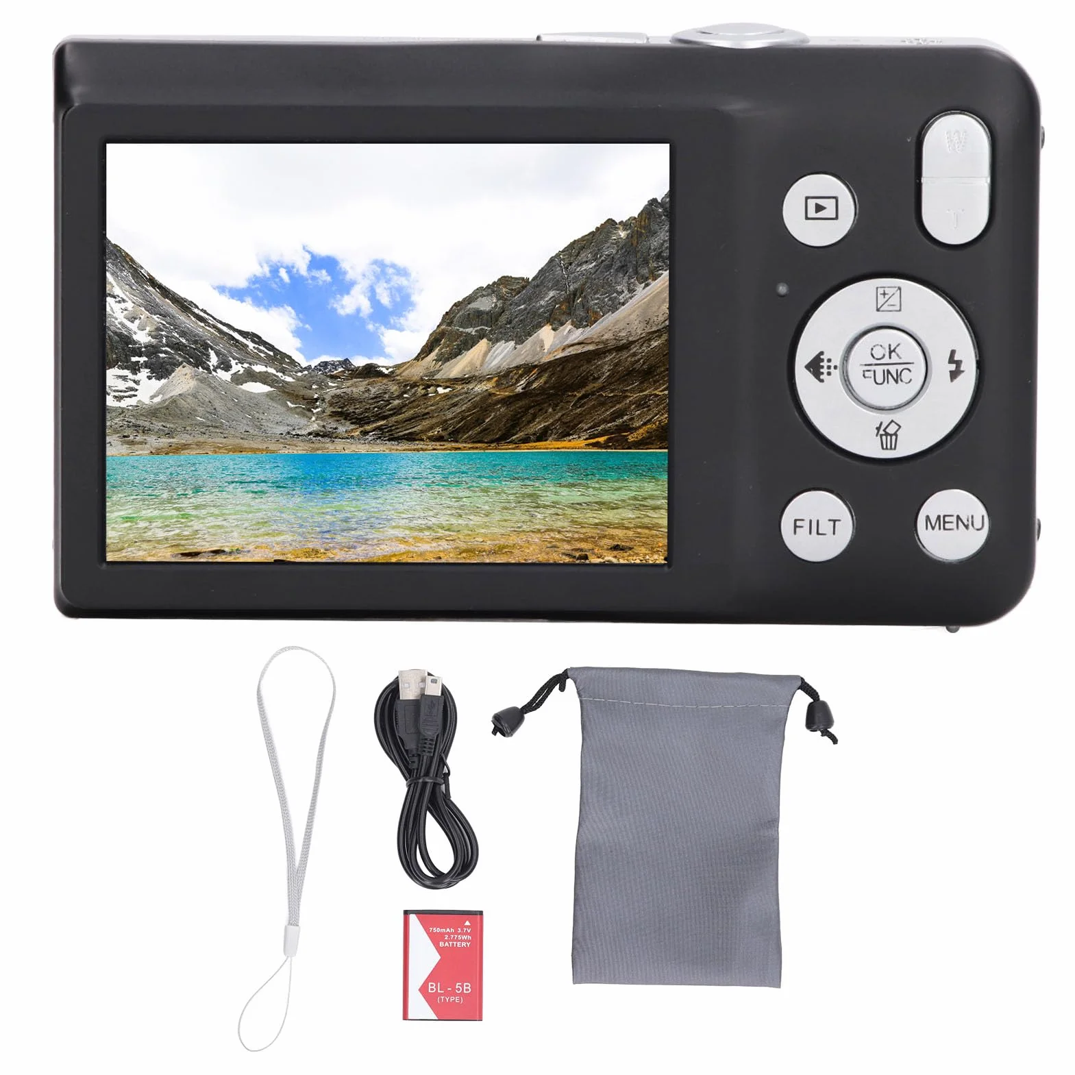 Aparat Cyfrowy, Wejście na Ekran 2,7 Cala Przenośna Kamera Podróżna, 8K 68 MP 16-krotny Zoom Czasowy Fotografowanie Kompaktowy Aparat Cyfrowy, 750 MAh, dla Chłopców Dziewcząt