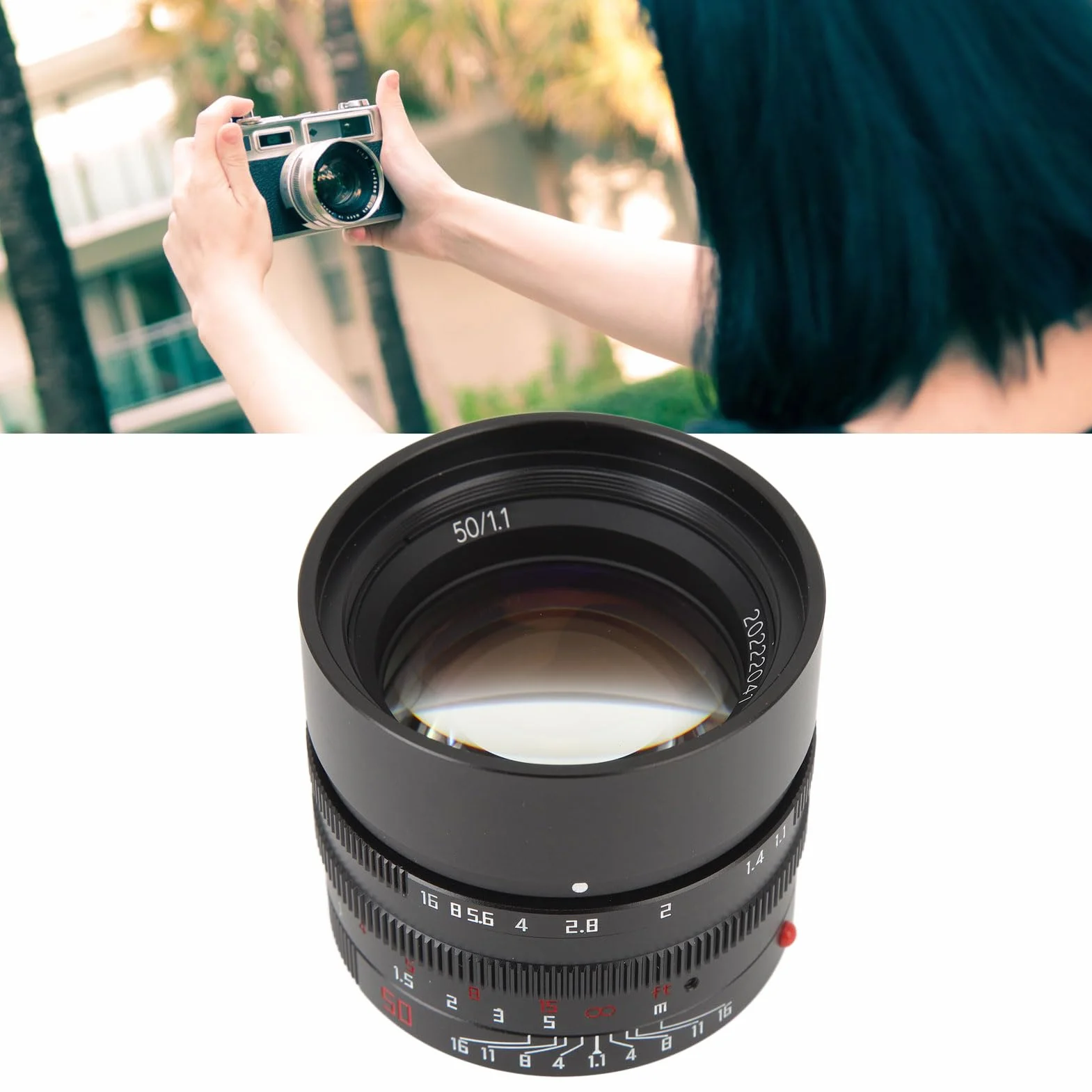 Obiektyw Stałoogniskowy 50mm F1.1-F16 o Dużej Przysłonie, Ręczny Obiektyw z Automatycznym Ustawianiem Ostrości do Aparatu M M240 M3 M6 M7 M8 M9 M9p M10