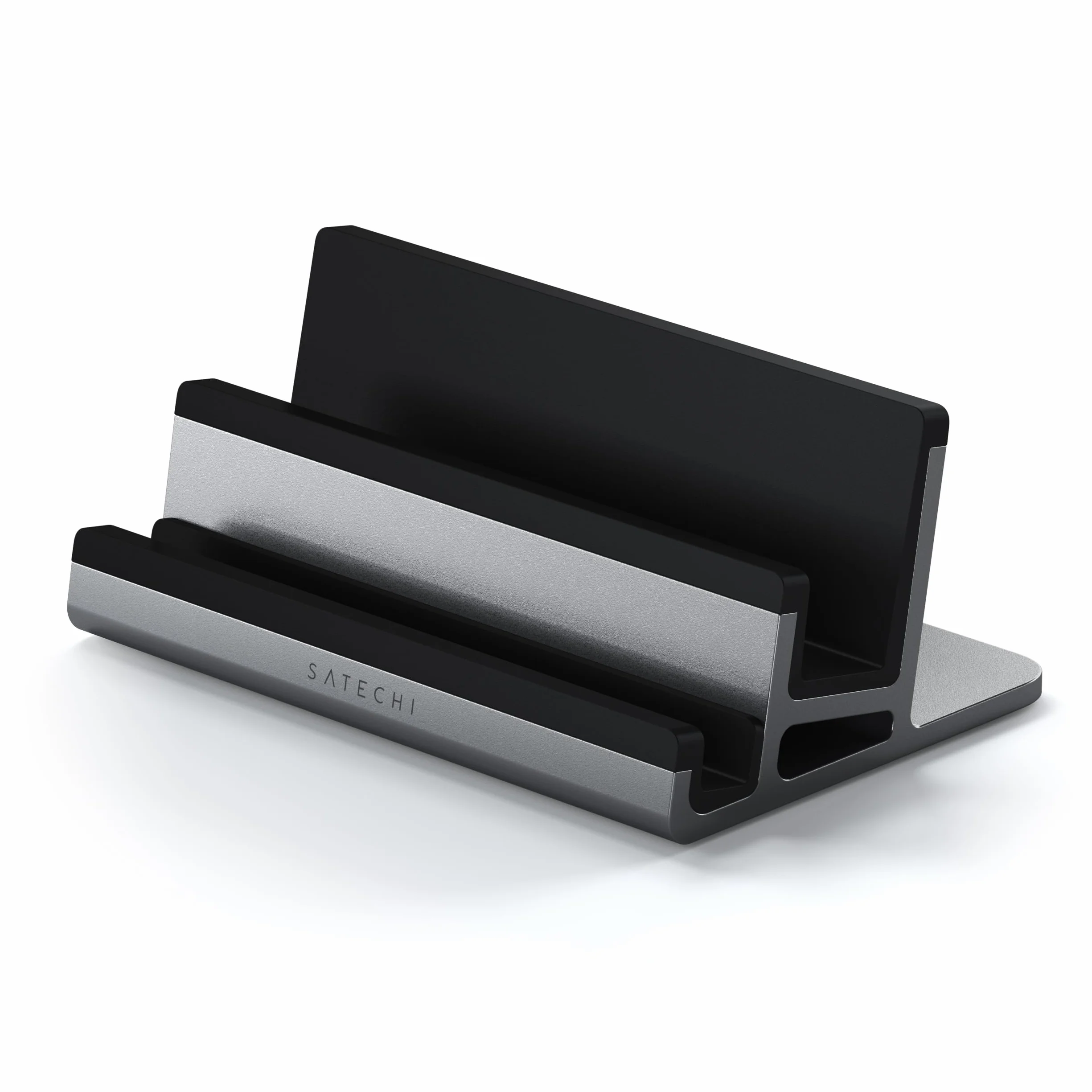 SATECHI Podwójny Pionowy Stojak Aluminiowy, Uniwersalna Kompatybilność z MacBook Air i Pro M5 M4, iPad Air i Pro M5 M4, iPad Mini, iPhone 17 i Innymi