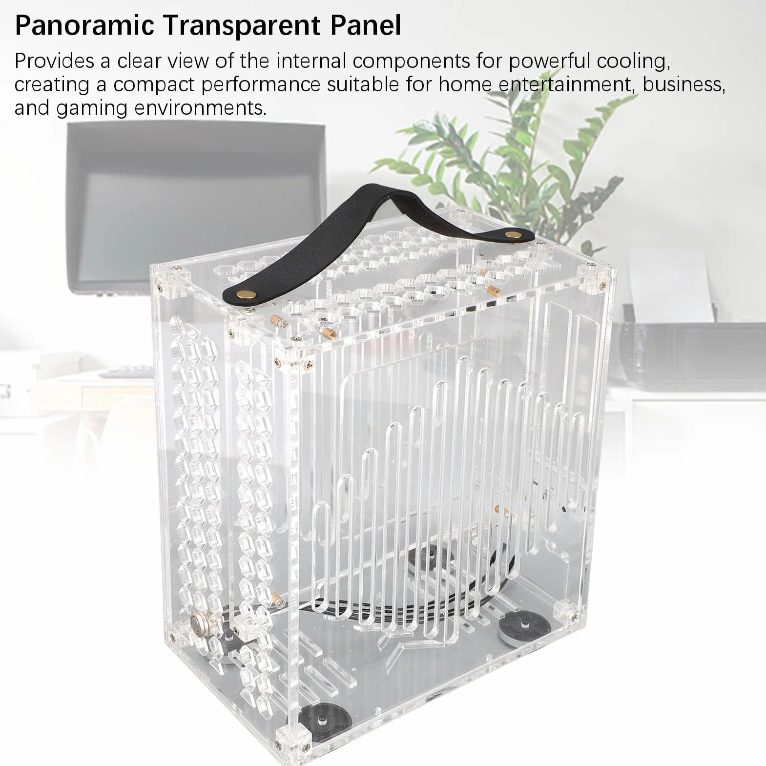 Alomejor Kompaktowa Obudowa Biurkowa Mini ITX z Przezroczystymi Panelami Akrylowymi do Biznesu i Gier 23x20,5x12cm (jasne)