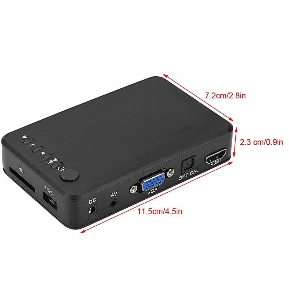 Odtwarzacz multimedialny, odtwarzacz multimedialny audio i wideo 1080P HD HDMI Obsługuje USB, kartę SD, dysk twardy z pilotem na podczerwień, 110 V-240 V. (UE)