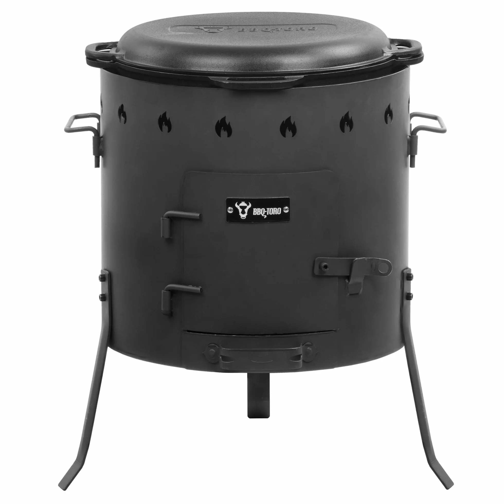 BBQ-Toro Żeliwny Kazan 19 litrów z piecem kazanowym Ø 40 cm | garnek żeliwny XXL z pokrywką, garnek żeliwny | kocioł na gulasz, piec na zewnątrz, piec do ognia, piec jednogarnkowy, palenisko, Utschak