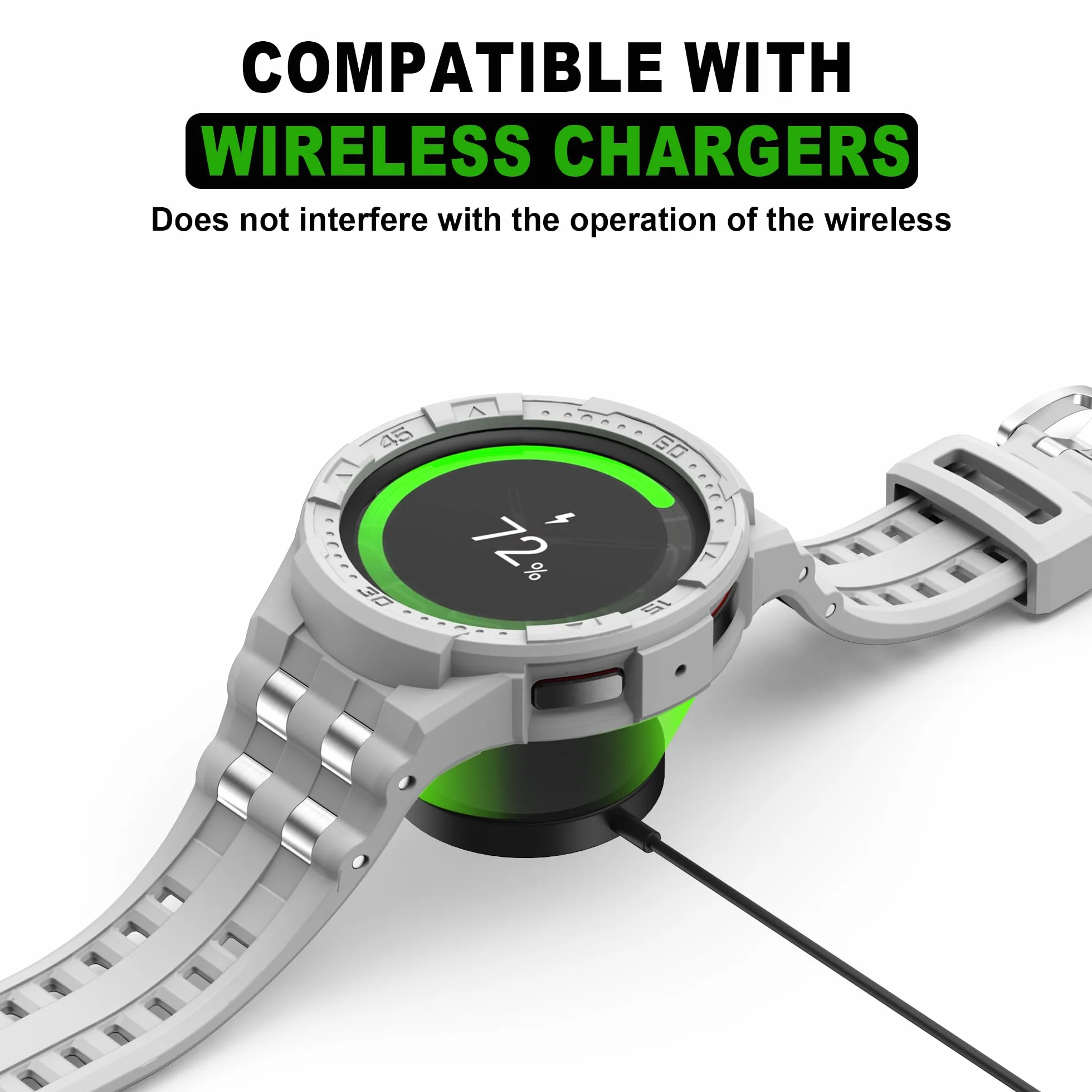 Etui kompatybilne z zegarkiem Samsung Galaxy Watch 5 Pro Band z etui do Galaxy 5 Pro 45 mm 2022, męskie, szare