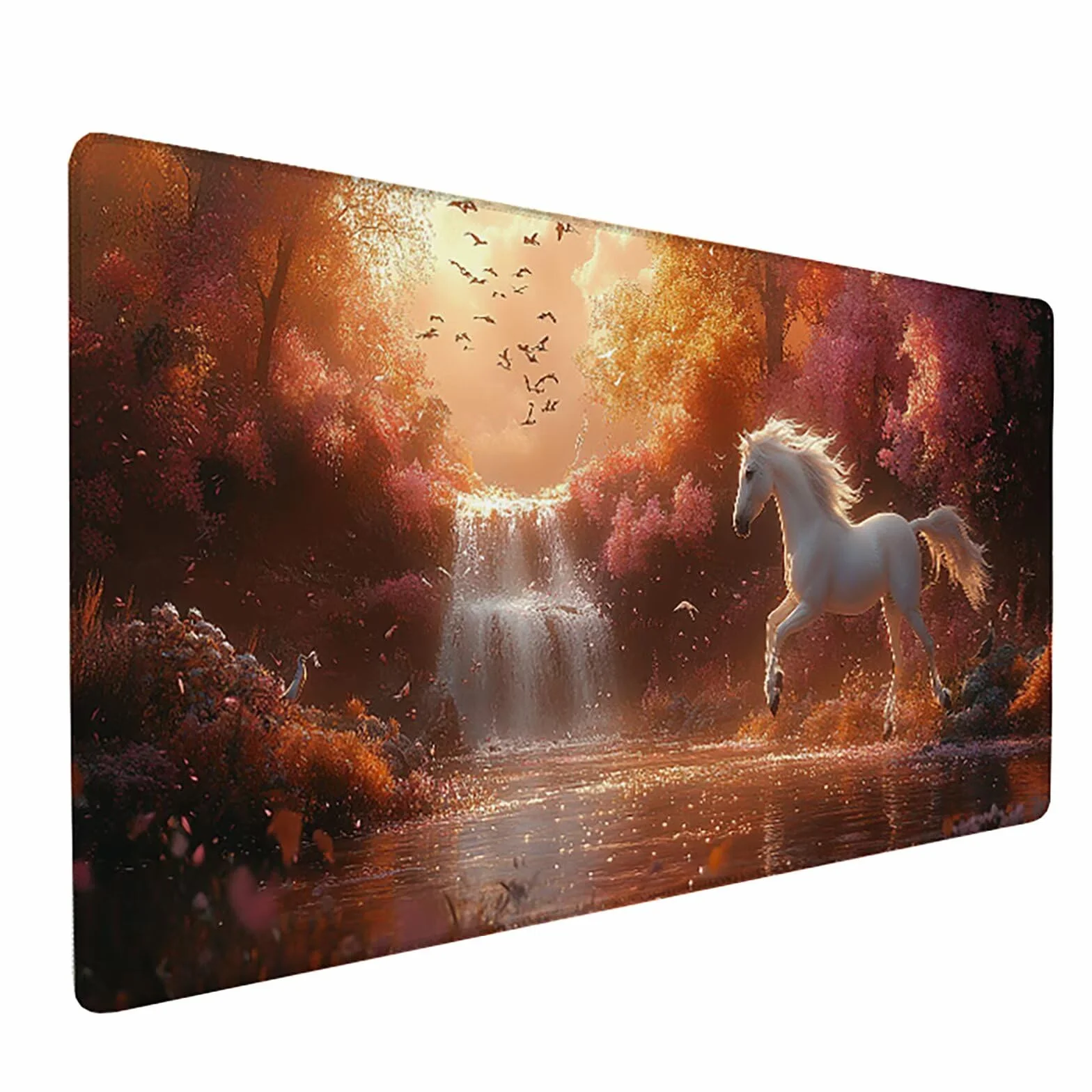 Podkładka pod mysz koń XXL 1600 x 800 x 3 mm, podkładka pod mysz do gier krajobraz, podkładka pod mysz z gumową podstawą, podkładka pod mysz dla graczy ze szwami na krawędziach, akcesoria dla graczy