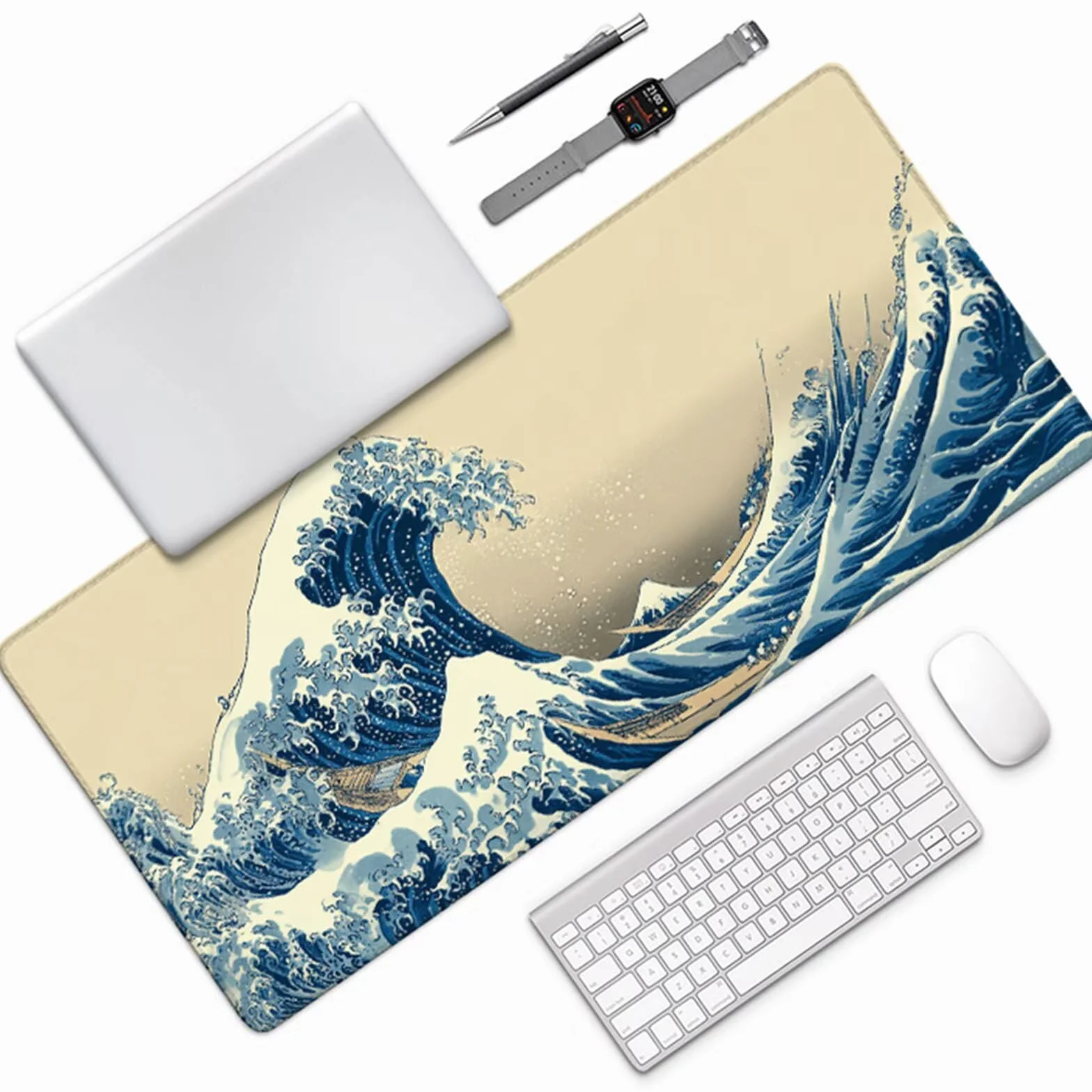 Japonia podkładka pod mysz do gier Fuji podkładka pod mysz XXL 1200 x 600 x 3 mm, podkładka na biurko z antypoślizgową gumową podstawą, akcesoria komputerowe, podkładka pod mysz z zszytymi krawędziami