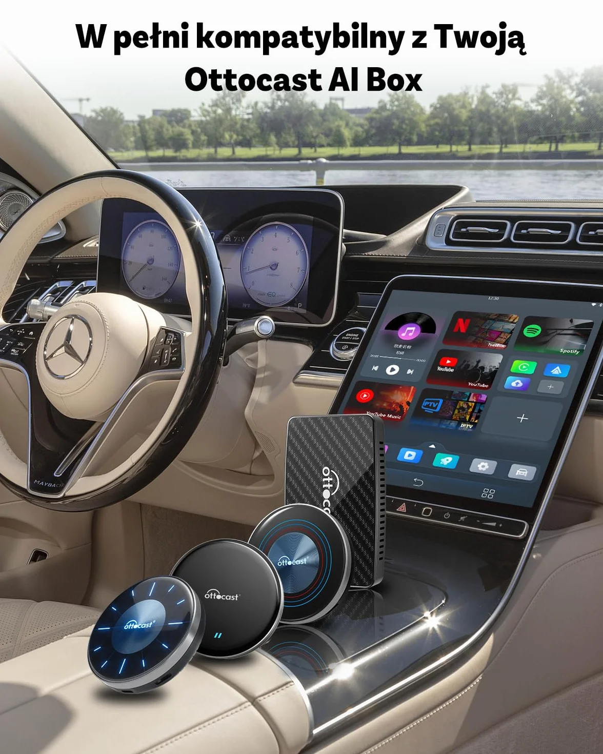 Ottocast Bezprzewodowy Pilot do CarPlay AI Box, Bluetooth Air Mouse pilot kompatybilny z OttoAibox I3, P3, P3 Lite, Play2Video Pro, Łatwa instalacja Plug & Play
