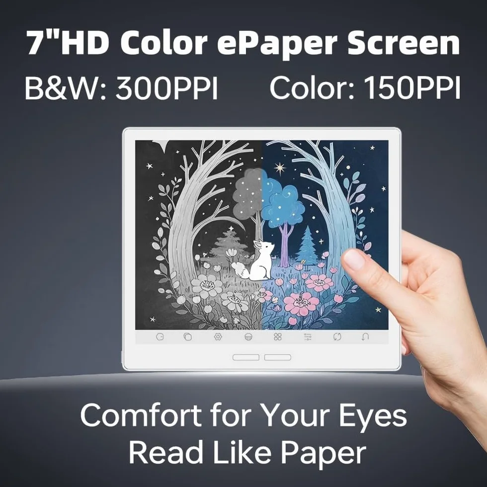 Bigme B751C Color – 7-calowy tablet E-Ink, łącznie z rysikiem i etui, 4 GB/64 GB, Android 14, obsługa audiobooków i tłumaczeń, asystent AI, biały