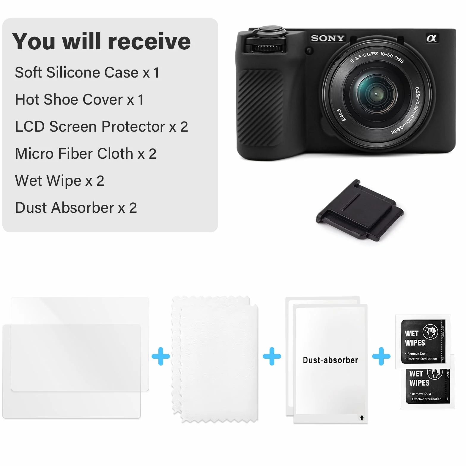 VOVMOEYA A6700 2 szt. silikonowe etui ochronne do Sony Alpha 6700 z osłoną ekranu LCD do Sony A6700