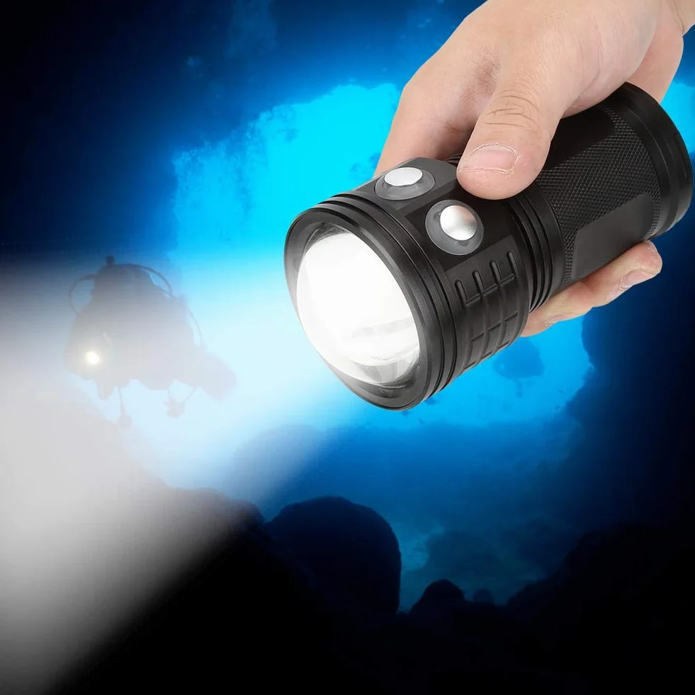 Qinlorgo Underwater Lights QX3 10800LM wodoszczelna latarka LED COB Underwater 80 m fotografia wideo Diving Fill Light Torch (czarna)