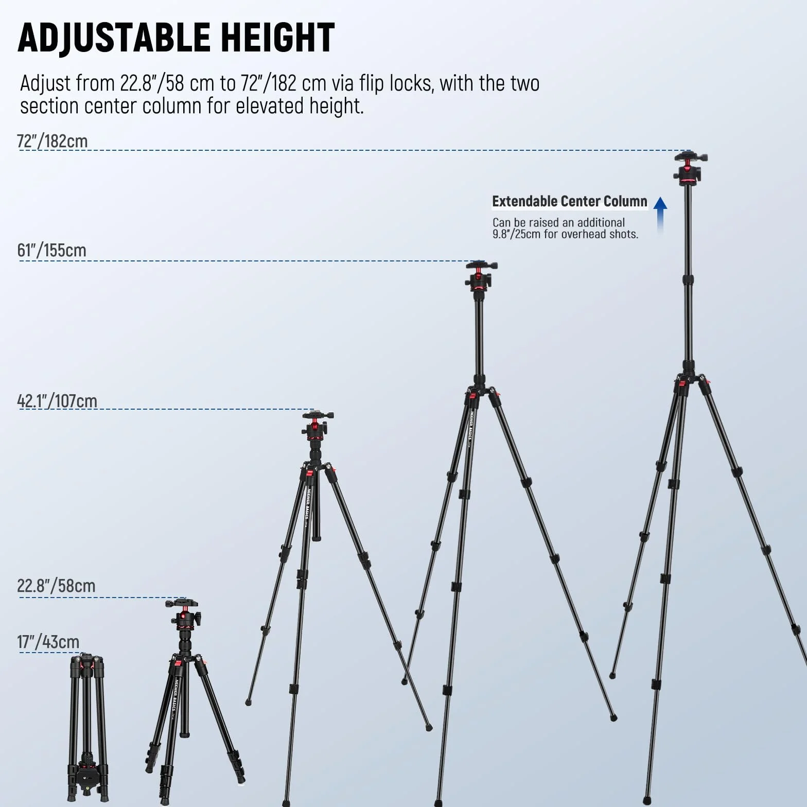 NEEWER BASICS Statyw Aparat podróżny 182 cm, lekki przenośny statyw DSLR z głowicą kulową, płyta QR Arka, uchwyt na telefon kompatybilny z iPhone do zdjęć i filmów, Max 6 kg, TP14