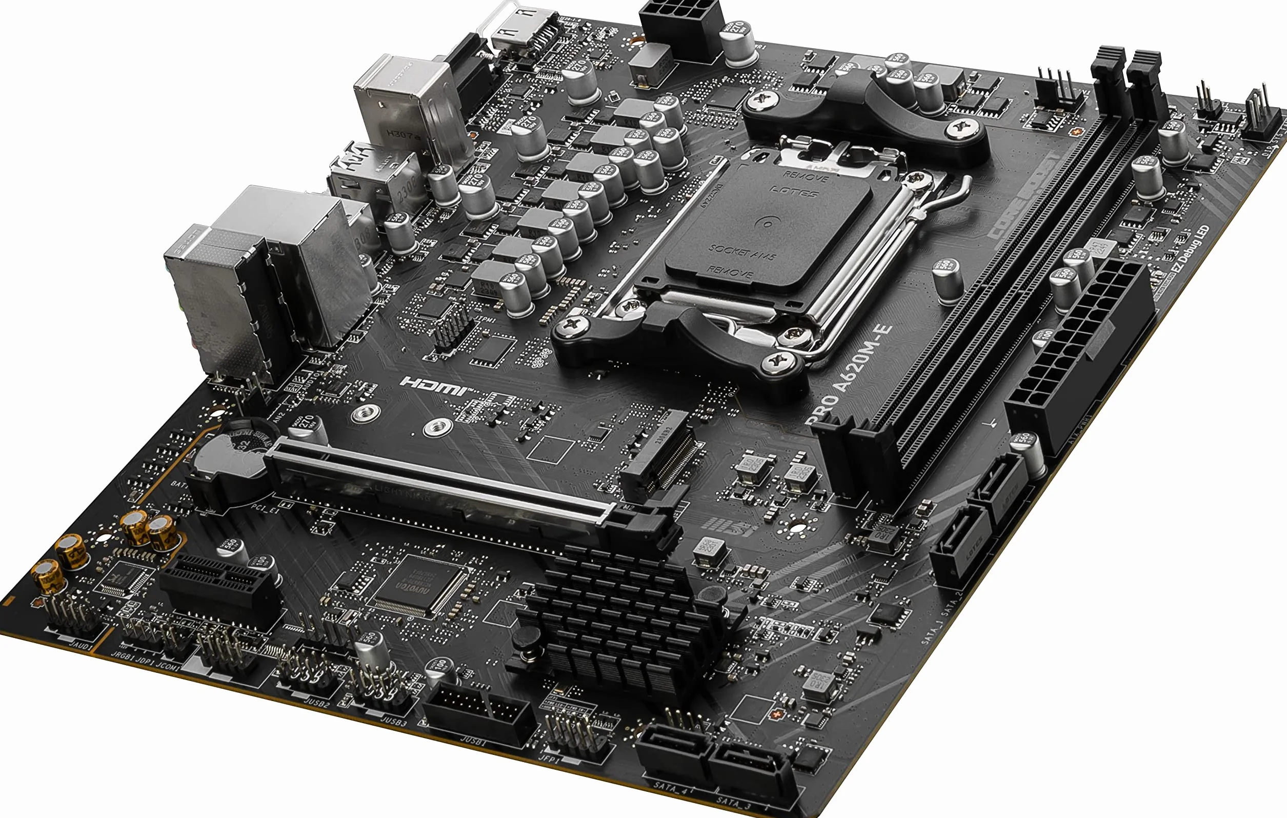 MSI Płyta główna PRO A620M-E Ryzen seria 7000 (AM5) kompatybilna z chipsetem A620 4K60Hz DDR5 OC kompatybilny z Micro-ATX MB6161
