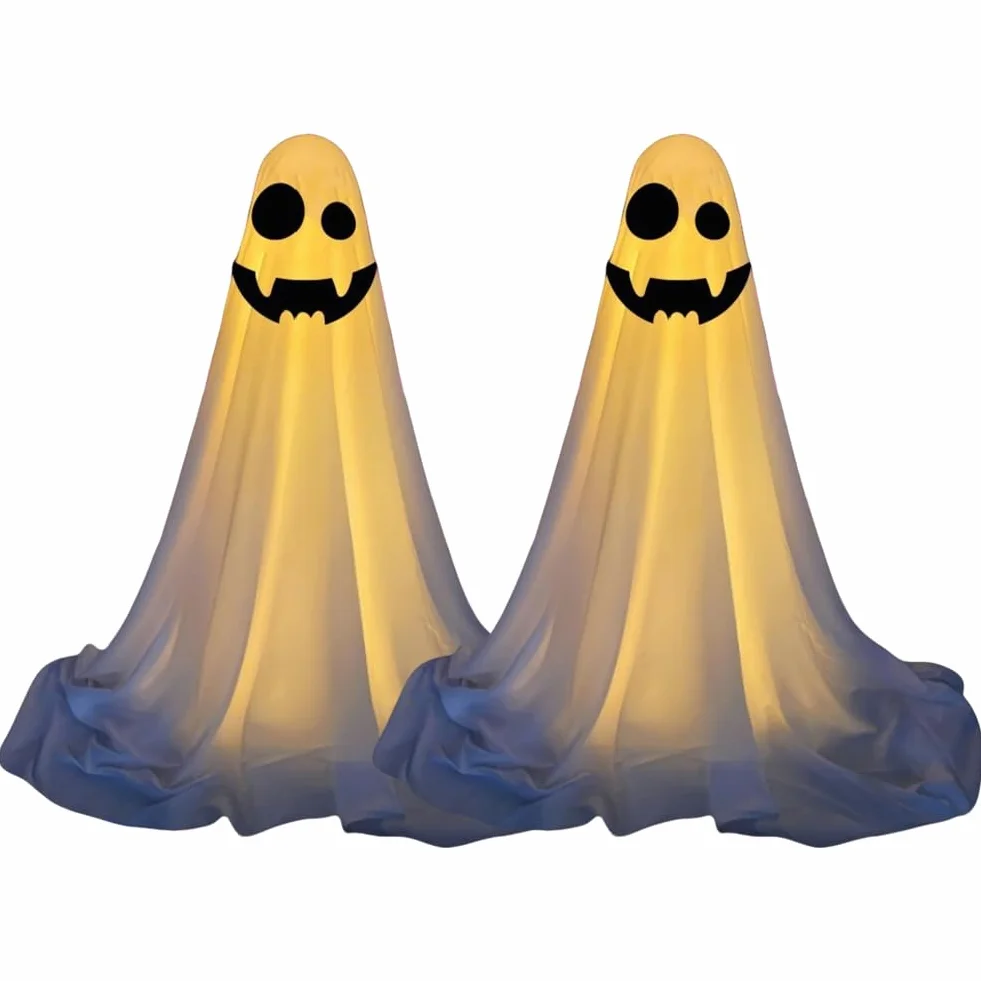 Dekoracje Halloweenowe LED na Zewnątrz Zestaw 2 Duchy