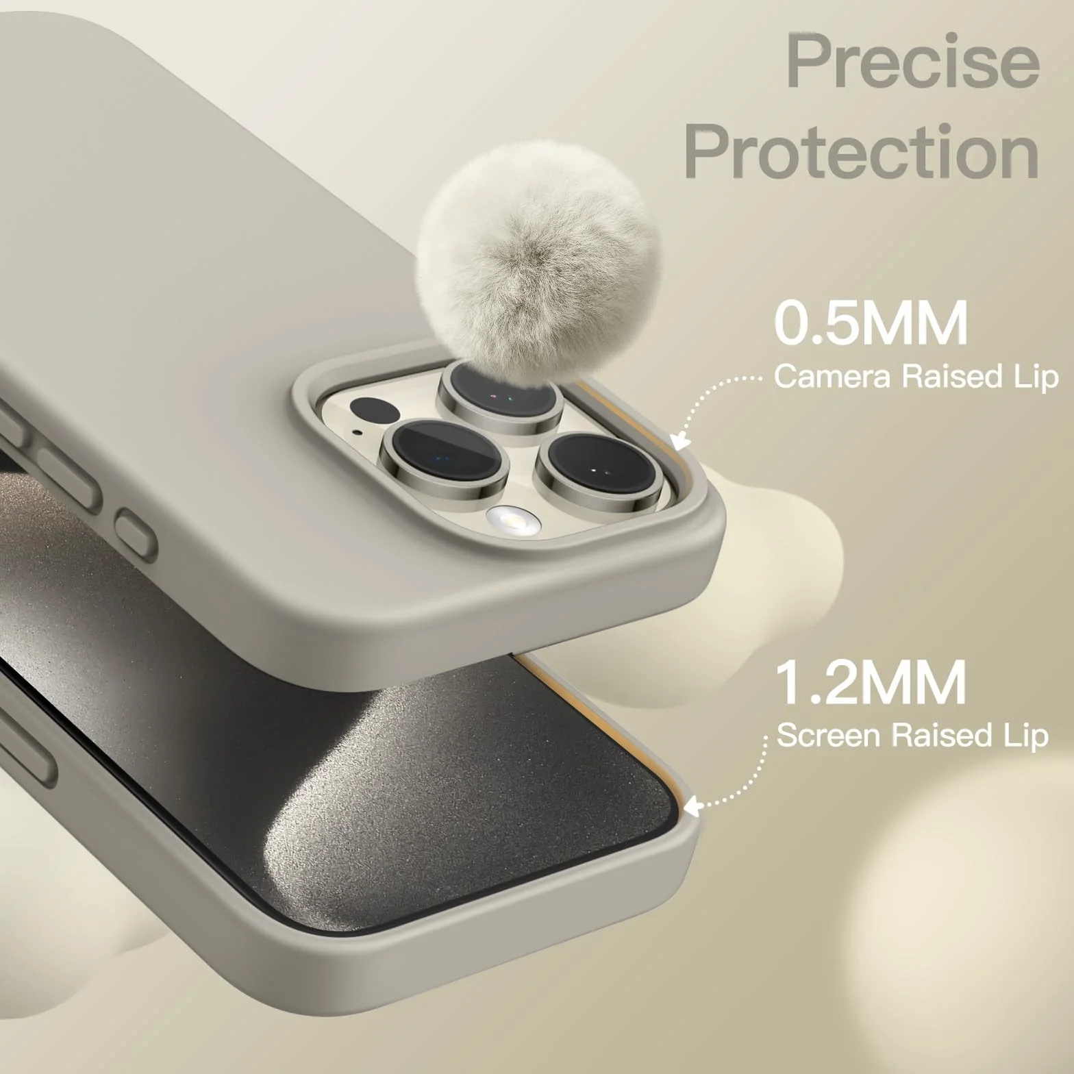 JETech Silikonowe Etui dla iPhone 15 Pro 6,1 Cala, Jedwabisty Miękki w Dotyku Futerał Ochronny na Całe Ciało, Odporny na Wstrząsy Case (Tytan Naturalny)