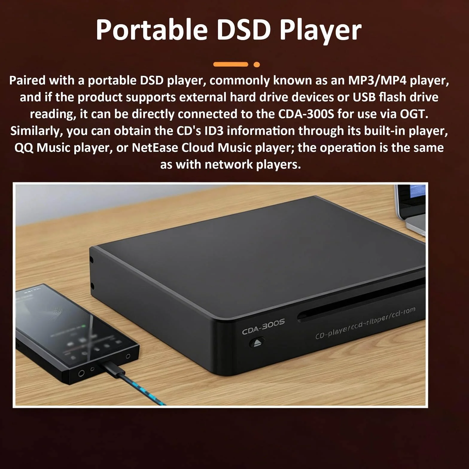 Przenośny odtwarzacz do zgrywania płyt CD, Automatyczny Digitizer Audio CD do bezstratnych plików Wav, z napędem flash USB do kolekcji muzyki domowej i tworzenia kopii zapasowych audio