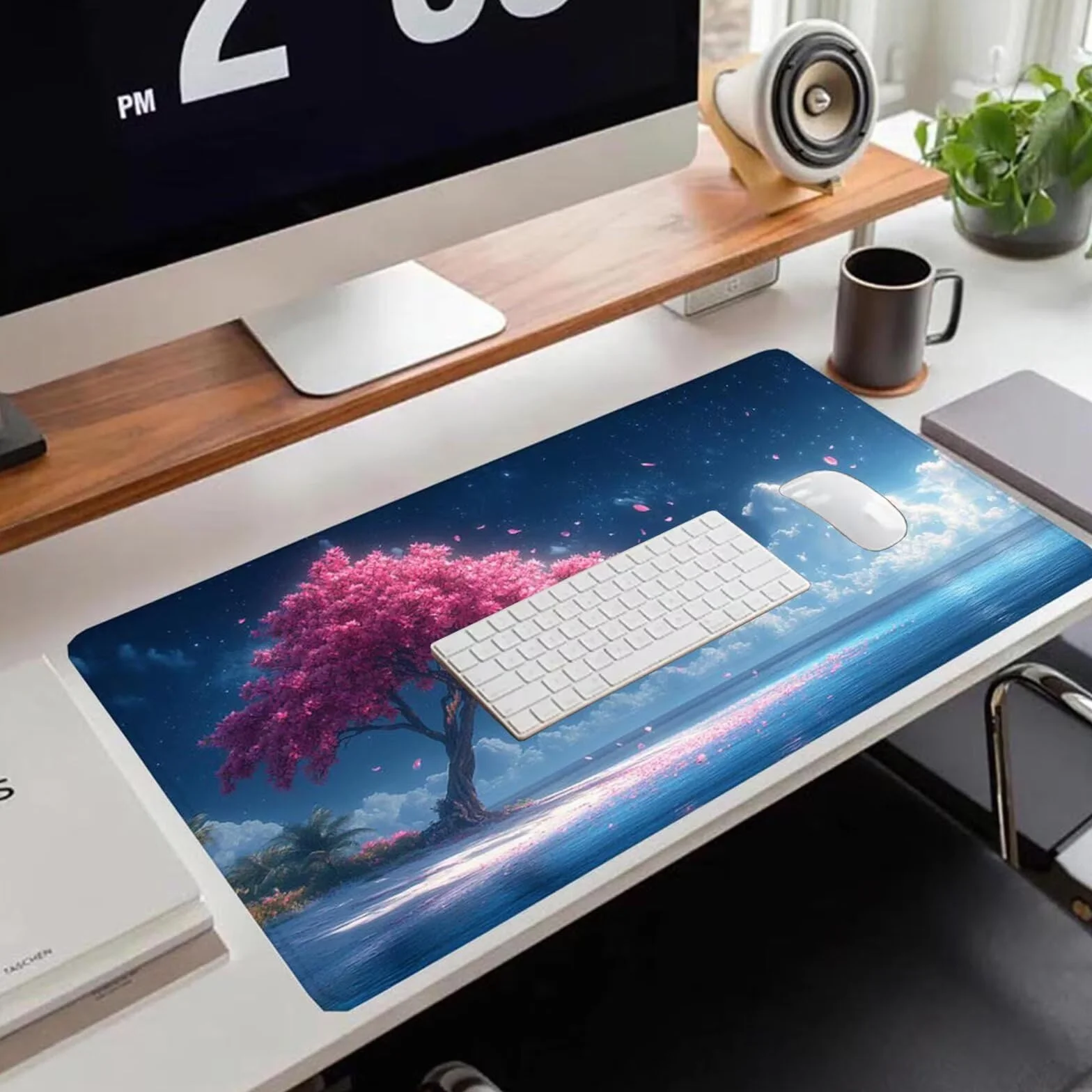 Gamingowa podkładka pod mysz 1200 x 600 x 3 mm, XXL, wodoszczelna, odporna na ścieranie, z przyszytymi krawędziami, niebieska, podkładka na biurko, poprawia prędkość i precyzję, do komputera, laptopa
