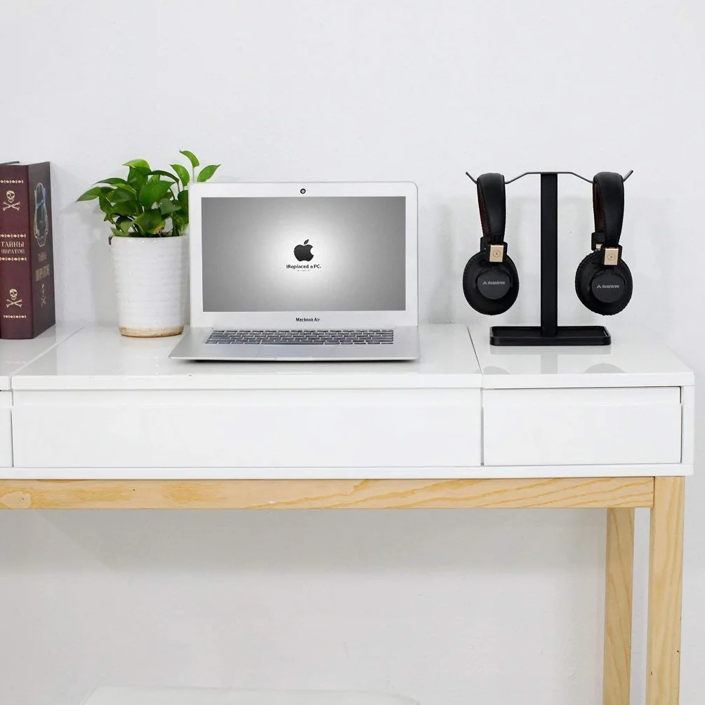 Neetto HS908 Podwójny uchwyt na słuchawki biurkowe, stojak i schowek do słuchawek Micro Sennheiser, Sony, Audio-Technica, Bose, Beats, Akg, Słuchawki do gier