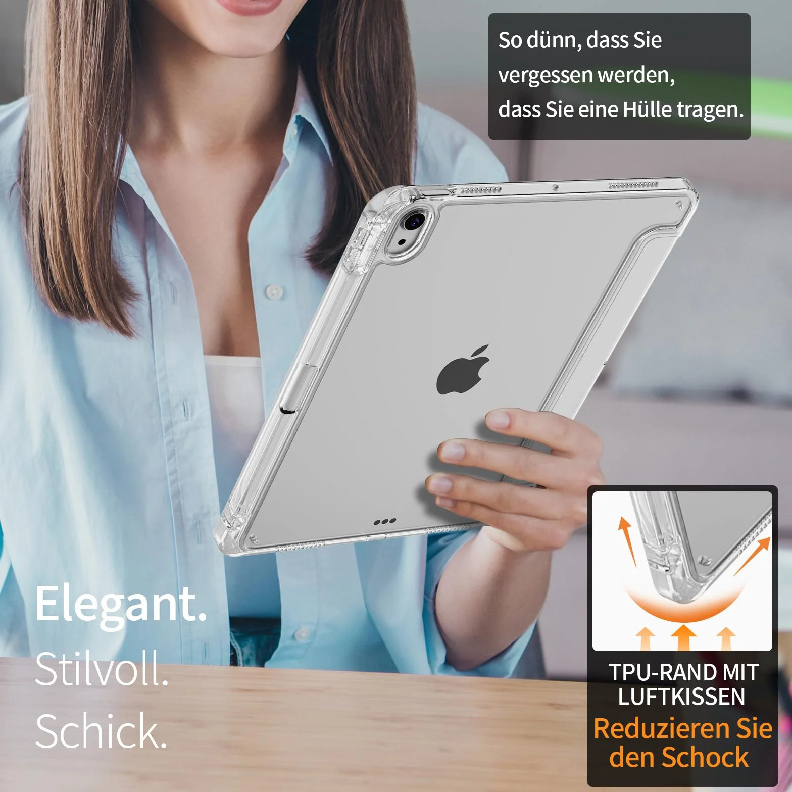 Etui dla iPad Air 11 cali M3/M2 (2025/2024), iPad Air 5./4. generacji (2022/2020), hybrydowa osłona z uchwytem na długopis, przezroczysta tylna obudowa, antyżółknąca obudowa, kremowobiała