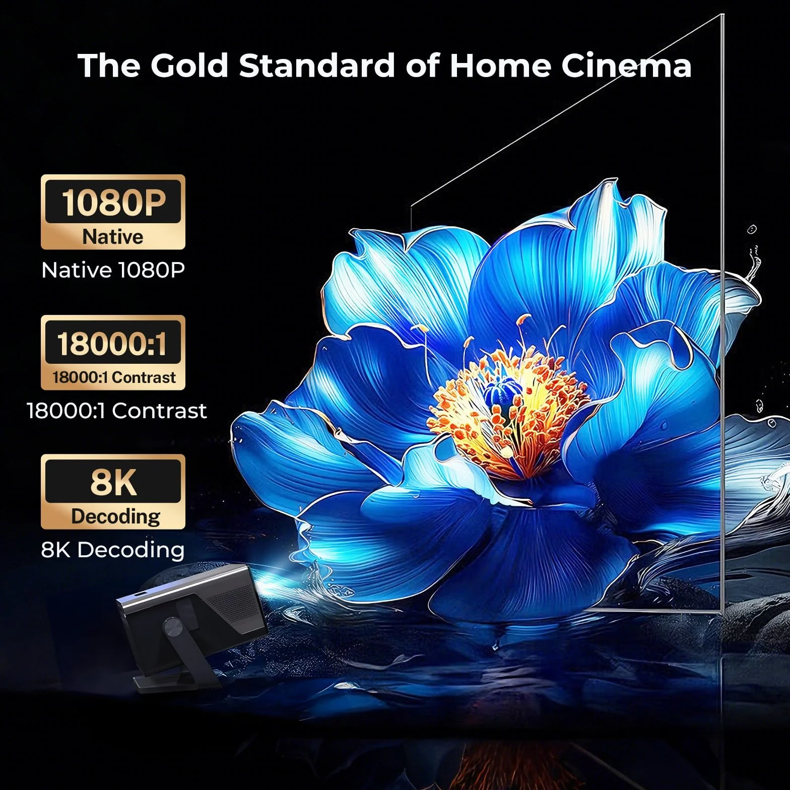 2000 ANSI Native 1080P Smart Projector, 4K Supported, Android 14 Projector Mini Projector with WiFi & Bluetooth, Auto Focus, Keystone, projektor domowy kino 4K do sypialni i na zewnątrz X7