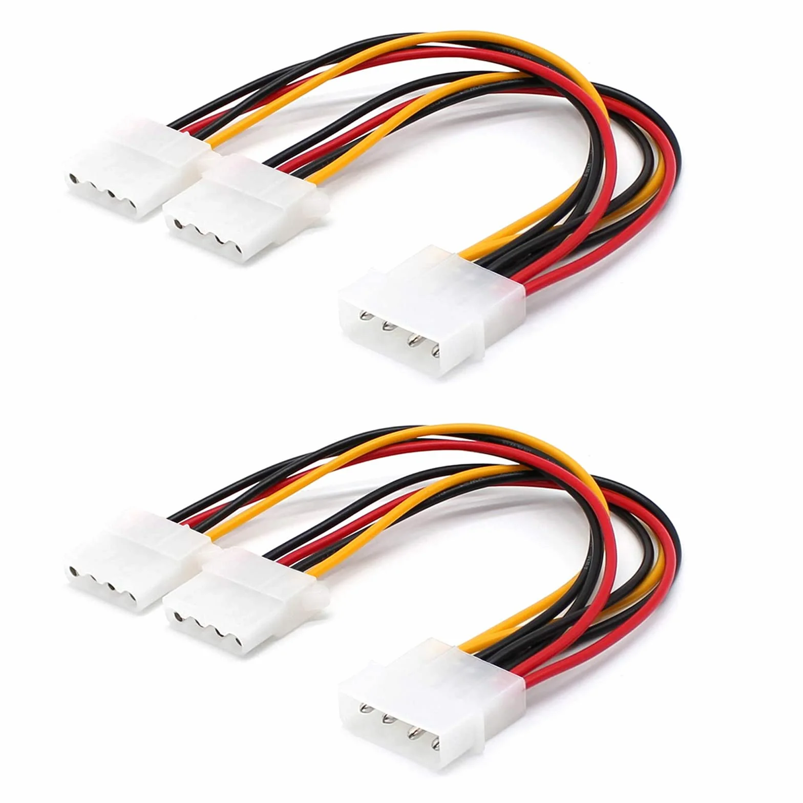 2-pak komputer Molex 4-pinowy kabel rozdzielacza Y - 2 żeński do 1 męski wewnętrzny kabel przedłużający