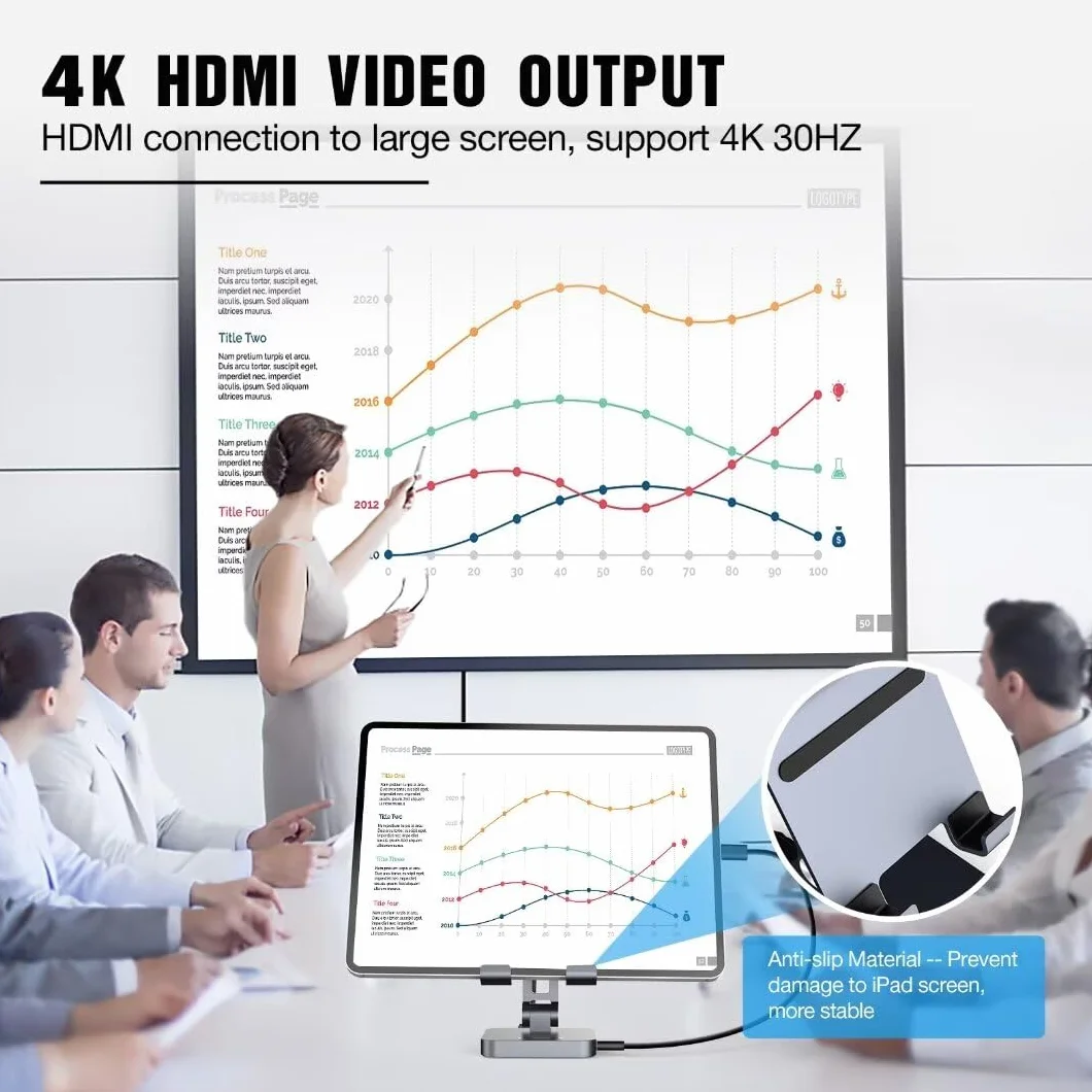 Przenośna stacja dokująca do laptopa 8 w 1, koncentrator USB C ze stojakiem, adapter typu C z HDMI 4K, 2 USB-A 3.0, 100 W PD, gniazdo audio 3,5 mm, czytnik kart SD/TF do tabletów Surface/USB C