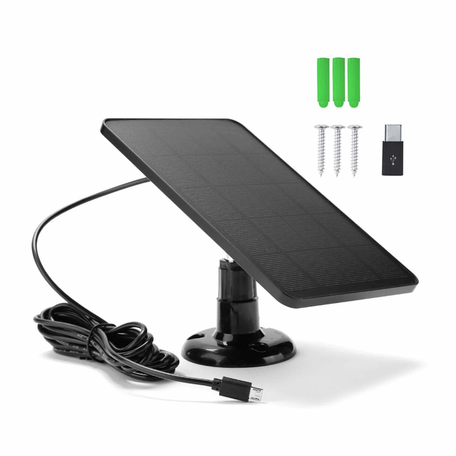 łAdowarka Z Panelem SłOnecznym 1 szt. 10W 5V ładowarka do ogniw słonecznych USB + type-c 2w1 ładowanie przenośne panele słoneczne do kamery bezpieczeństwa System oświetlenia domowego(Black 5pcs)