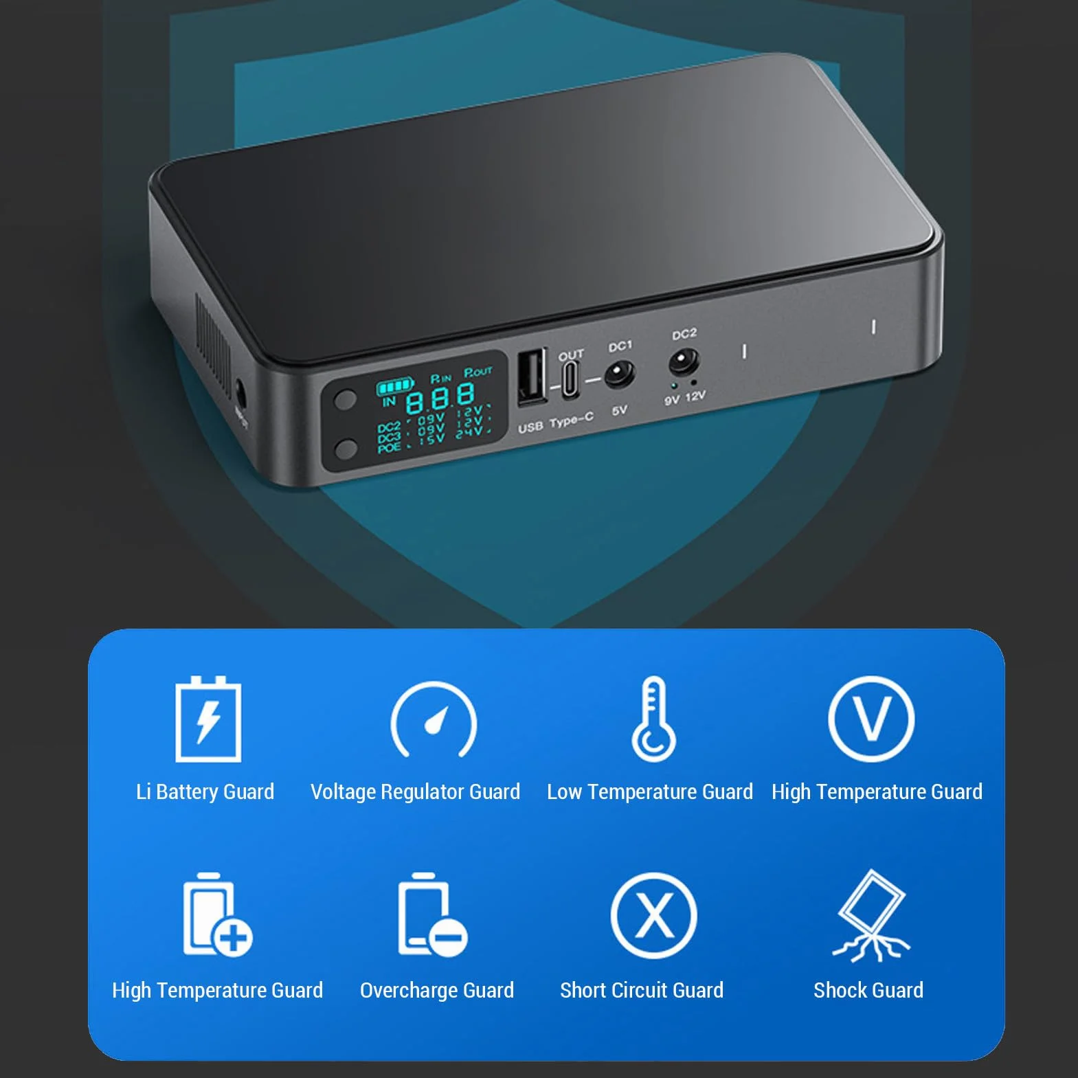 Jectse Mini UPS DC 5V 9V 12V, 18000 MAh Nieprzerwane Zasilanie, UPS Battery Backup Wyjściowe Napięcie Wyjściowe, 2 obsługę Zasilania urządzeń dla Kamery Bezpieczeństwa Routera