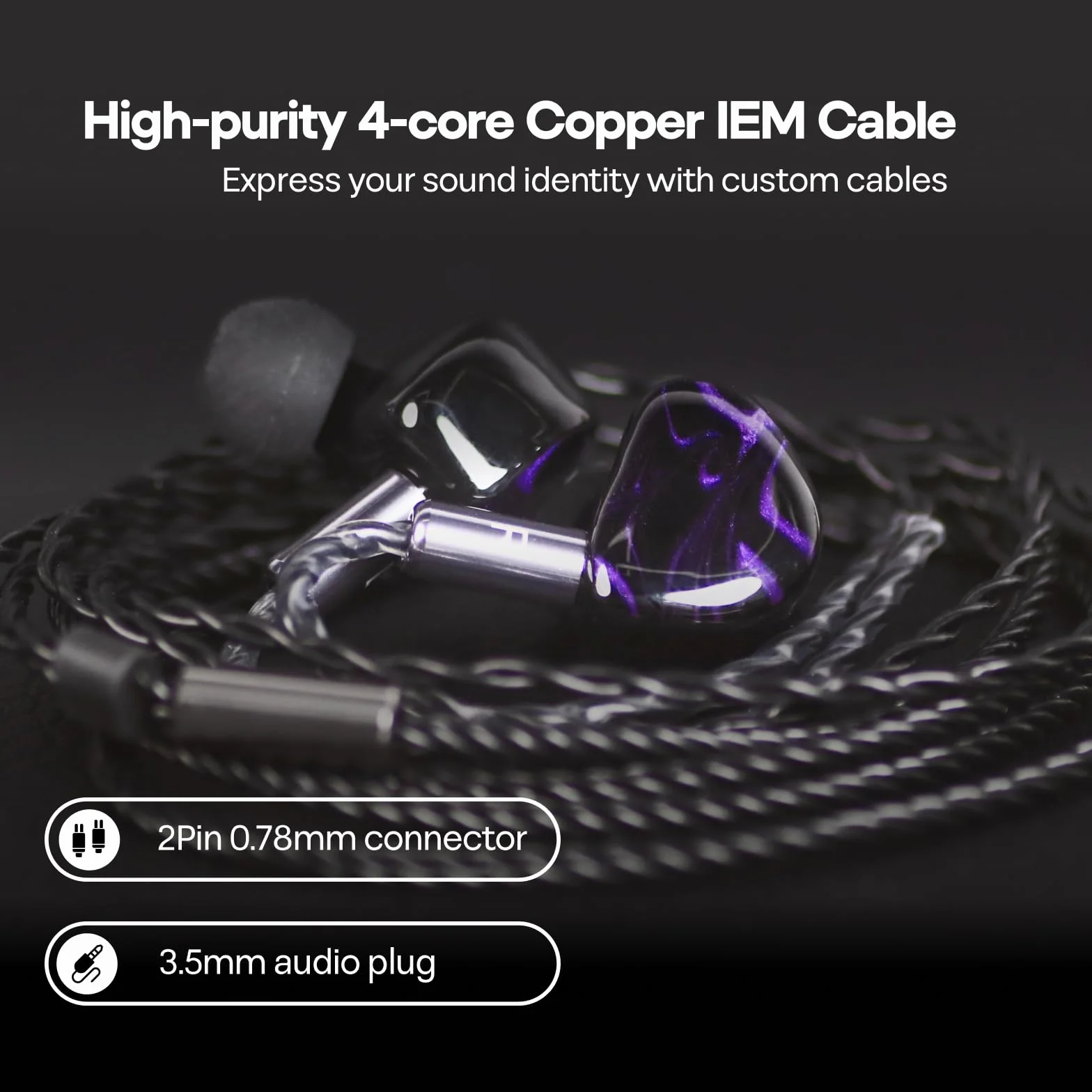 Kiwi Ears Cadenza w monitorze usznym, 10 mm beryllium Dynamic Driver IEM, przewodowe słuchawki HiFi Studio z wnęką drukowaną 3D, odłączany 2-pinowy kabel IEM 3,5 mm dla audiofilów