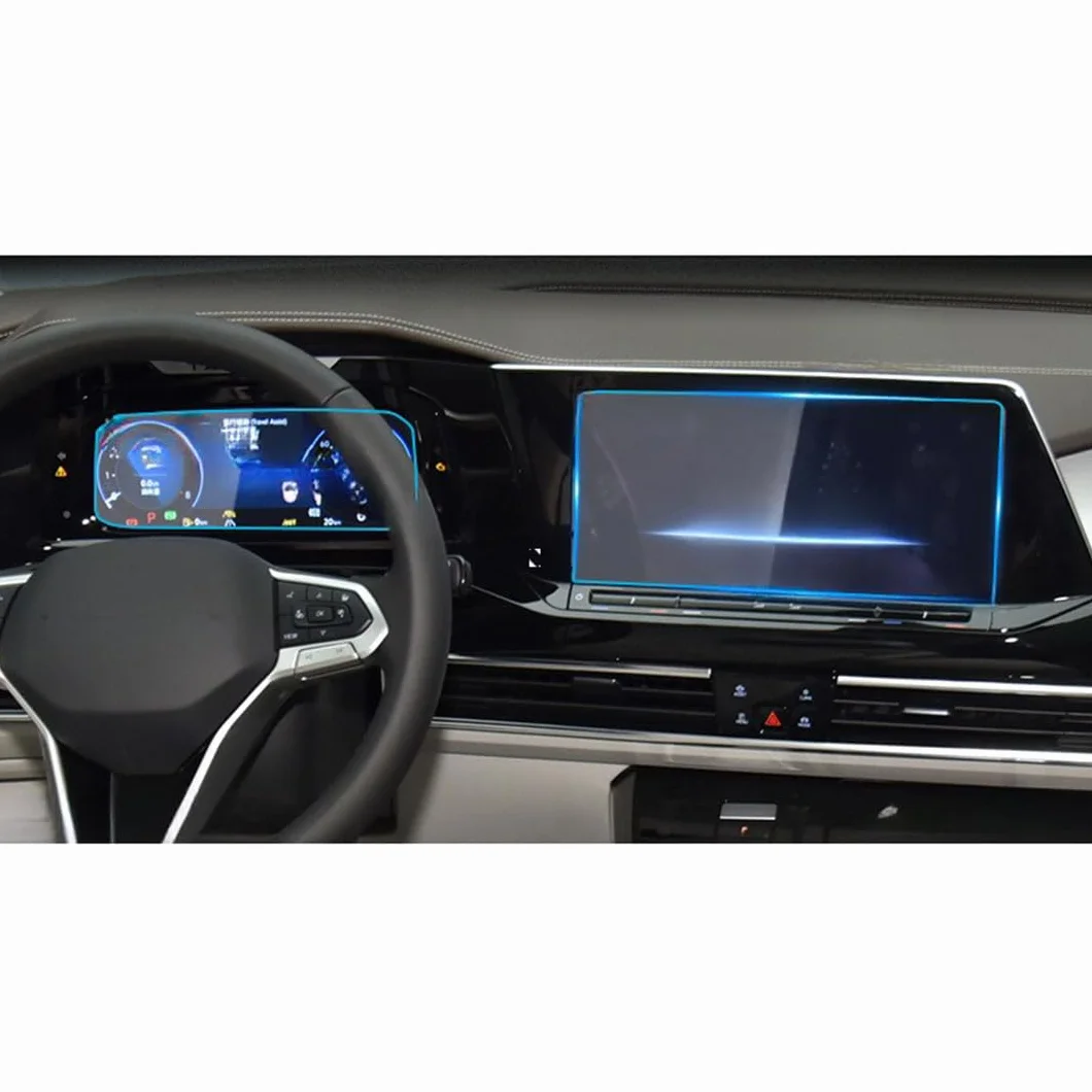 Folia Ochronna dla VW Atlas Cross Sport 2021-2025, Folia ochronna na ekran ze szkła hartowanego dla nawigacji samochodowej 12" lub instrumentów 10,25" (1 zestaw)
