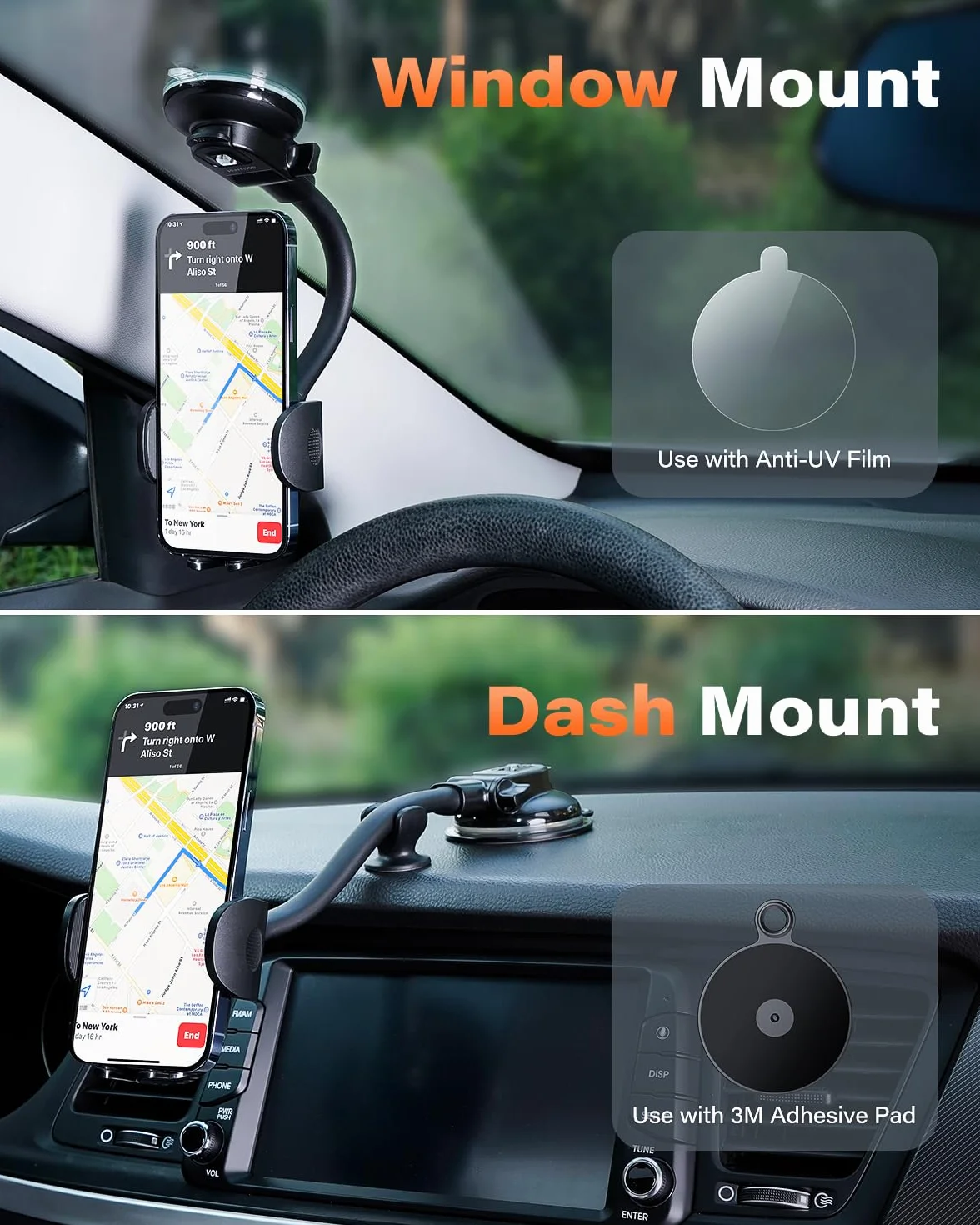 APPS2Car Samochodowy uchwyt na telefon na deskę rozdzielczą kompatybilny z iPhone 14/13/12 Pro Max Samsung S22