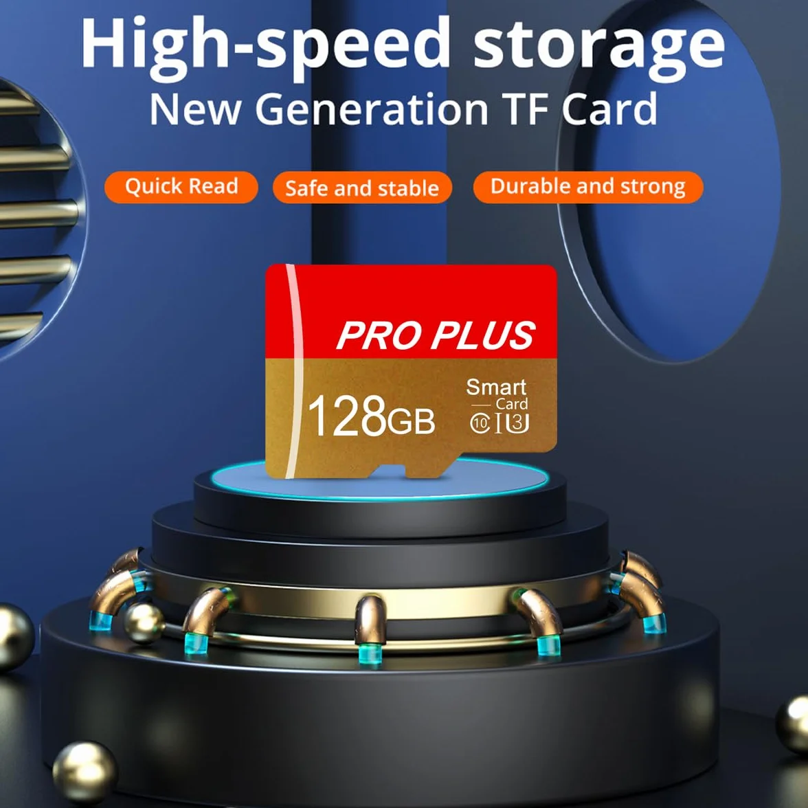 2 karty pamięci 128 GB z adapterem, karta pamięci High SpeeCard, UHS-I C10 A1 karta TF do tabletu/telefonu komórkowego/kamery/Car Audio/Game Console (TF162 Red Gold 128 GB)