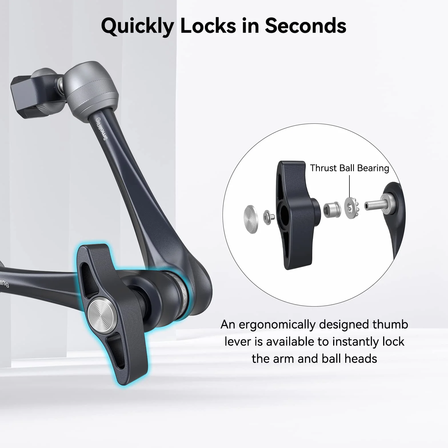 SMALLRIG Rosette Magic Arm 11 cali z głowicą kulową, śrubami 1/4"-20 i kołkami zabezpieczającymi przed przekręceniem, do iPadów/monitorów/świateł LED/smartfonów/kamer sportowych - 3959