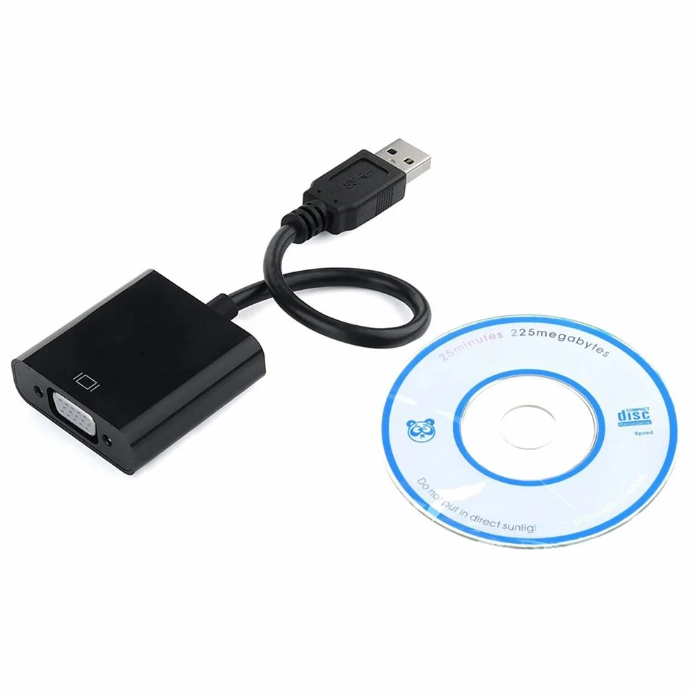 RGBS Adapter 1080P USB 3.0 na VGA konwerter wideo karta graficzna wyświetlacz zewnętrzny adapter kabla do komputera laptopa Windows 7/8/8.1/10/11, tabletów i Windows XP, wbudowany sterownik, nie