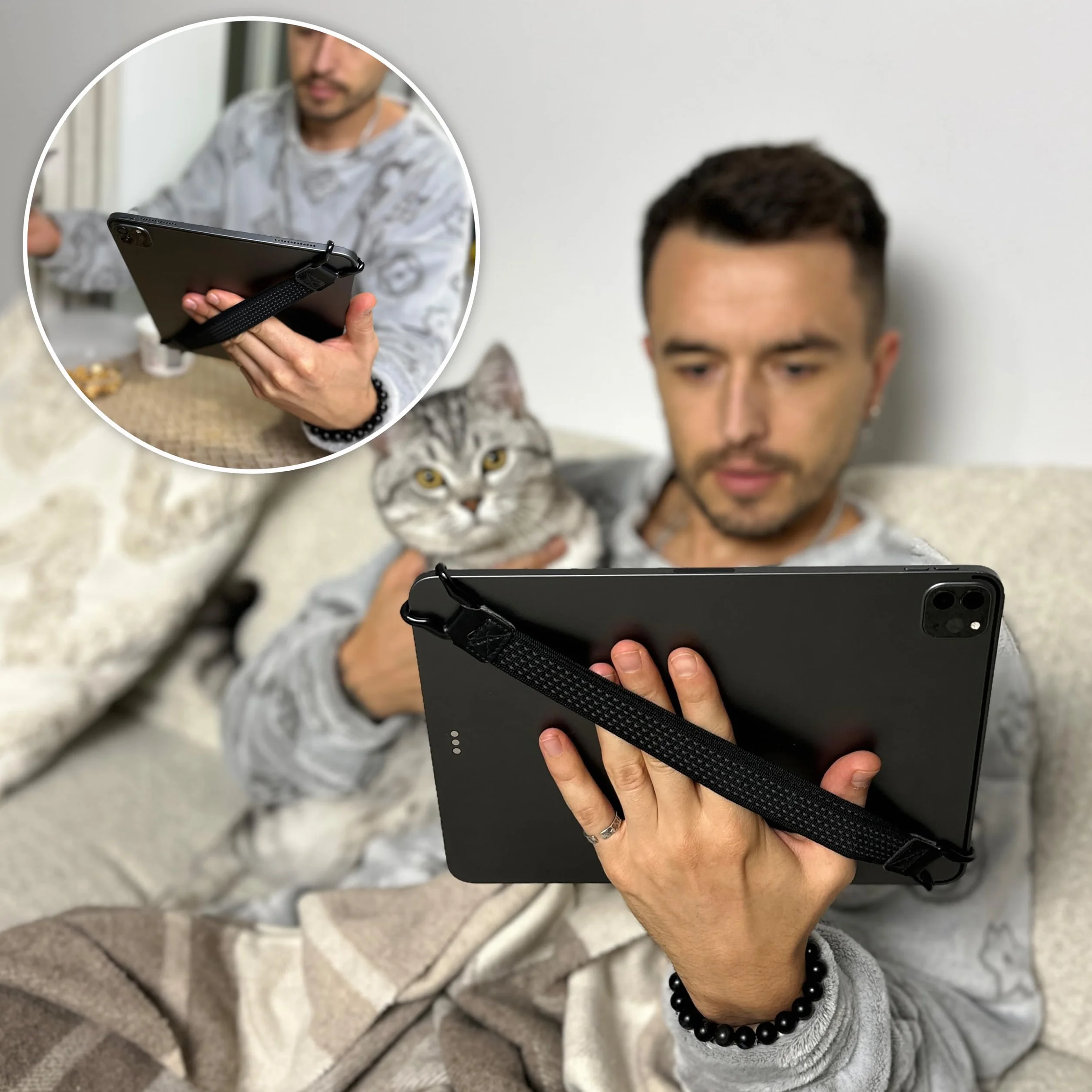 MyGadget Uchwyt na tablet – uniwersalny uchwyt ręczny [ 6,3" do 11" ] – pasek na rękę m. in. do Apple iPad Air/Pro, Samsung Galaxy Tab, Kindle Paperwhite