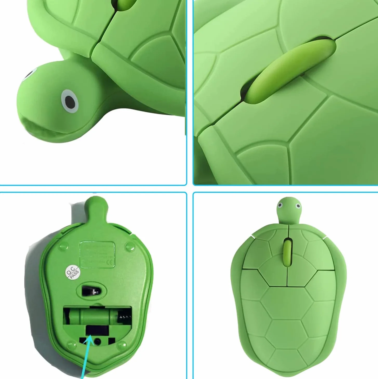 Bezprzewodowa mysz urocze zwierzę zielony żółw kształt ciche kliknięcie ergonomiczna przenośna cicha podróż lekka optyczna bezprzewodowa mysz USB do komputera PC laptopa komputera Mac MacBook Desktop